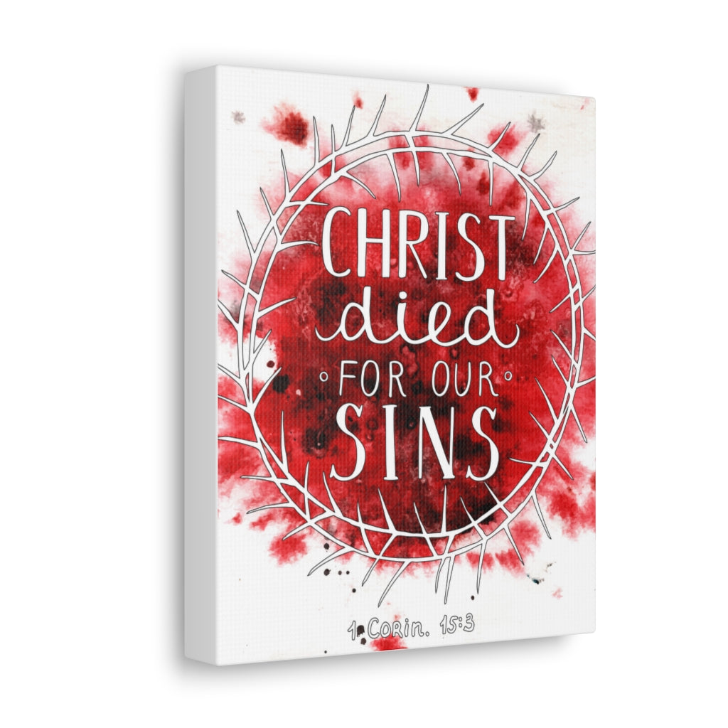 Christ Died For Our Sins 1 Corinthians 15:3 Bible Verse Canvas Christian Wall Art Ready To Hang Unframed-Express Your Love Gifts