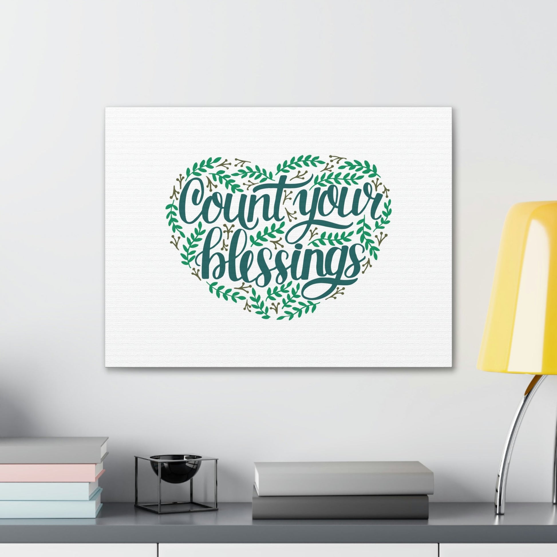 Count Your Blessings Philippians 4:8 Green Heart Christian Wall Art Bible Verse Print Ready to Hang Unframed-Express Your Love Gifts