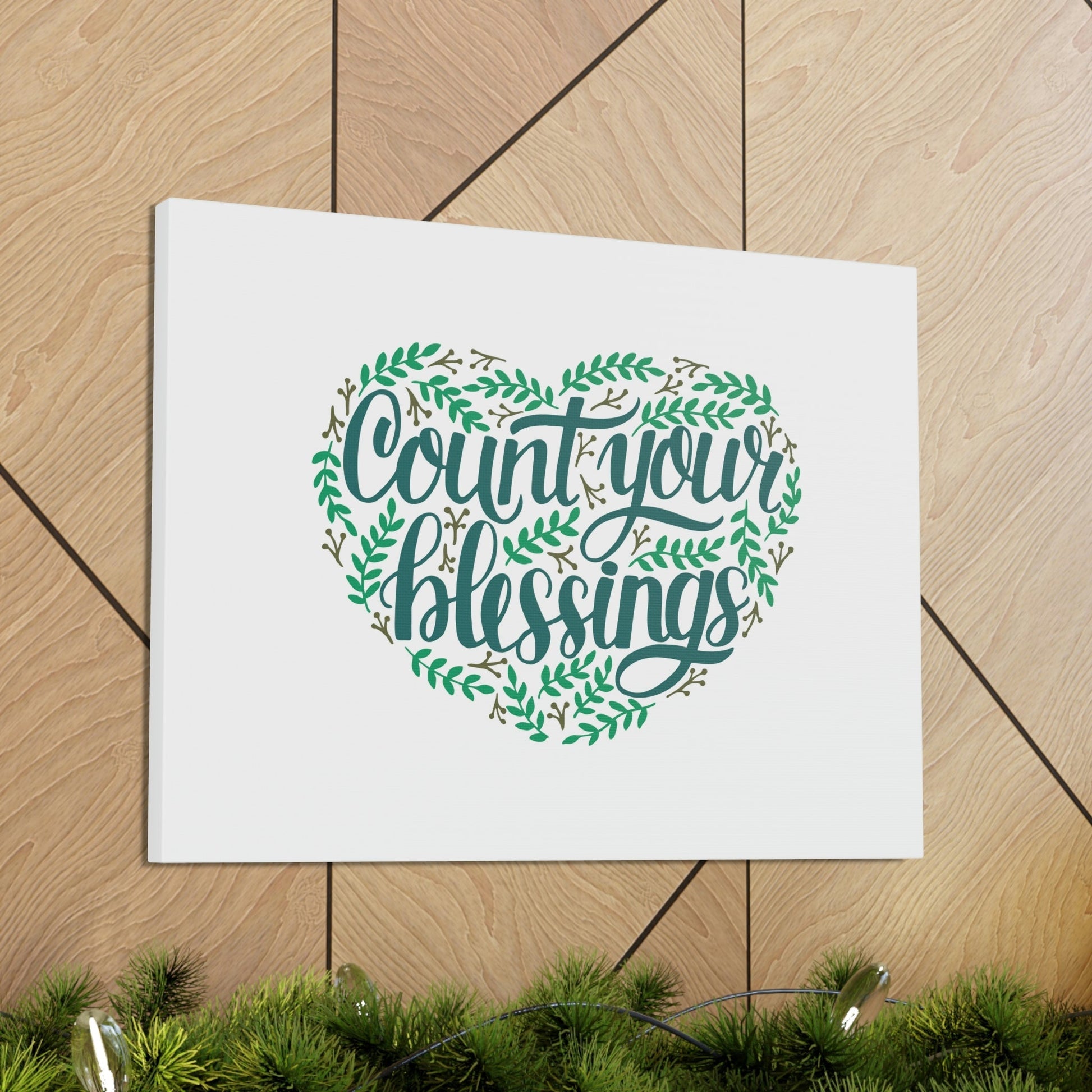 Count Your Blessings Philippians 4:8 Green Heart Christian Wall Art Bible Verse Print Ready to Hang Unframed-Express Your Love Gifts