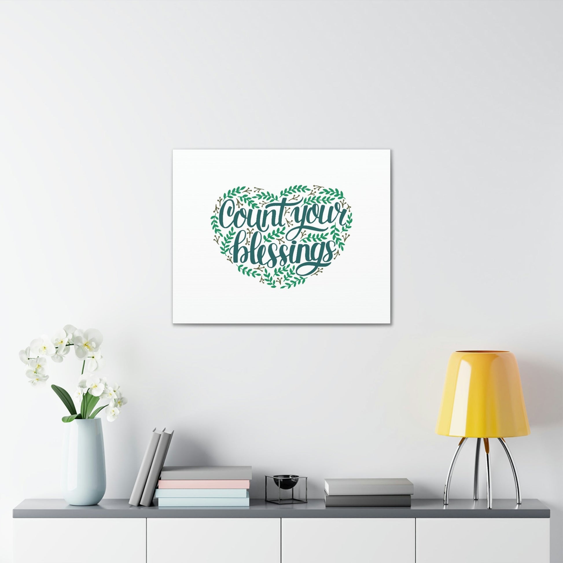 Count Your Blessings Philippians 4:8 Green Heart Christian Wall Art Bible Verse Print Ready to Hang Unframed-Express Your Love Gifts