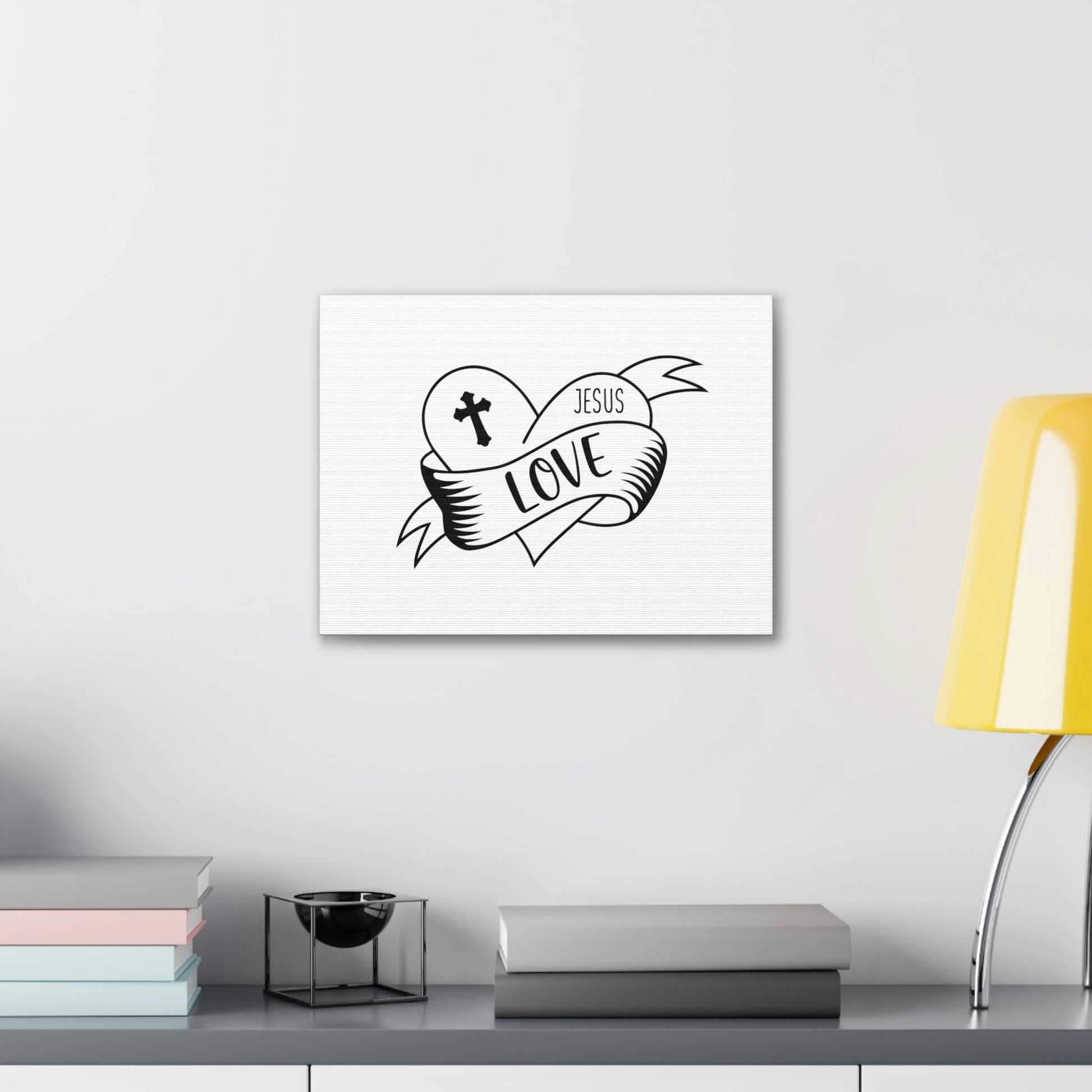 Cross Love Jesus Romans 5:8 Heart Christian Wall Art Bible Verse Print Ready to Hang Unframed-Express Your Love Gifts