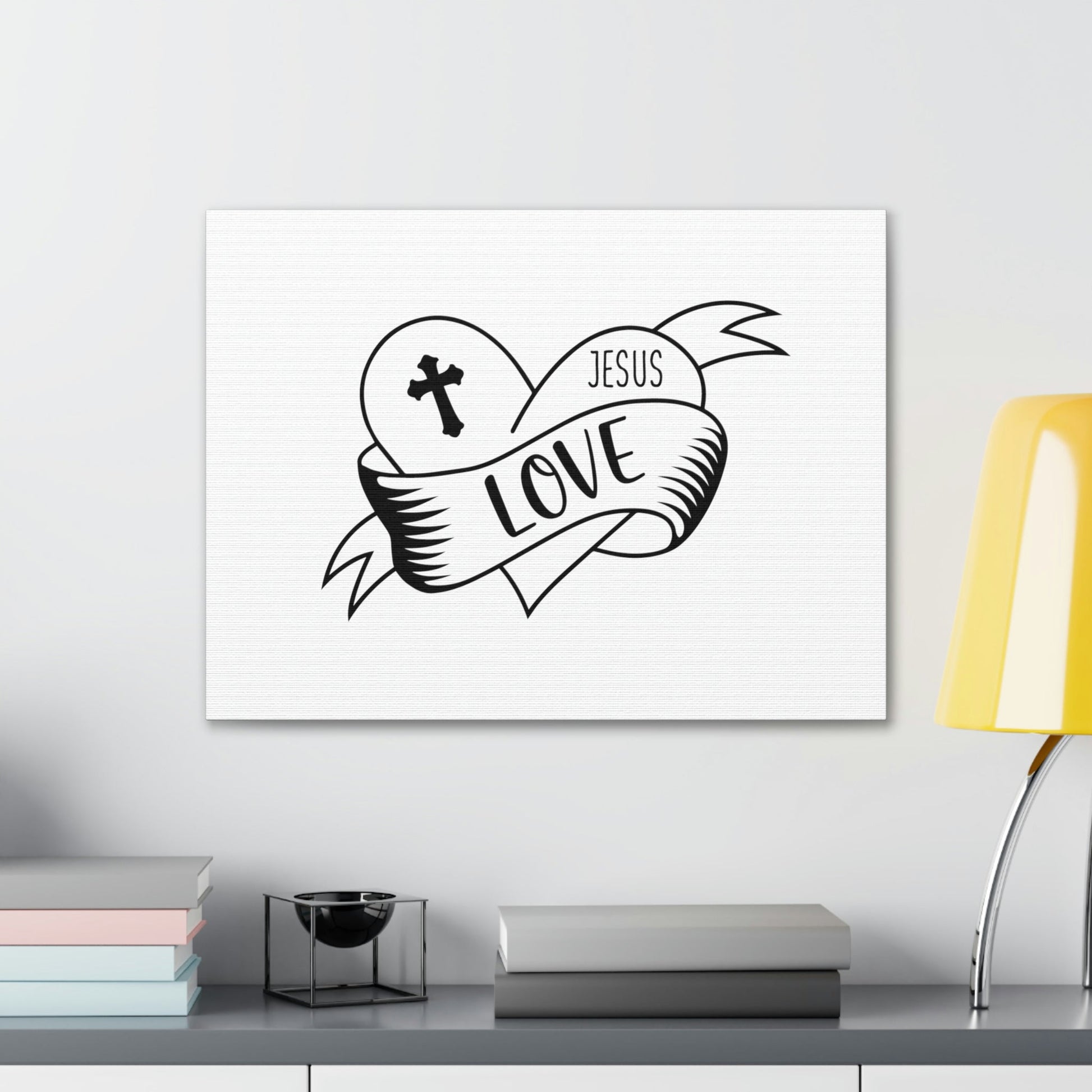 Cross Love Jesus Romans 5:8 Heart Christian Wall Art Bible Verse Print Ready to Hang Unframed-Express Your Love Gifts