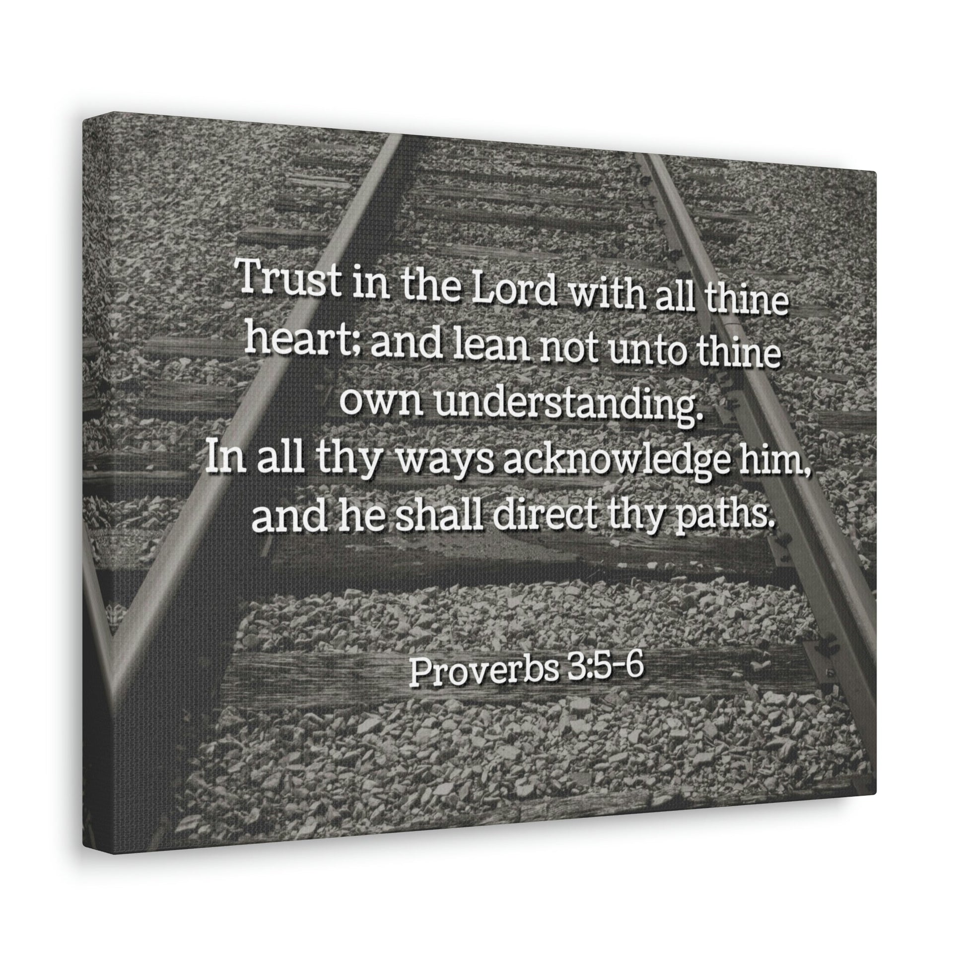 Scripture Walls Direct My Paths Train Tracks Proverbs 3:5 Bible Verse Canvas Christian Wall Art Ready to Hang Unframed-Express Your Love Gifts