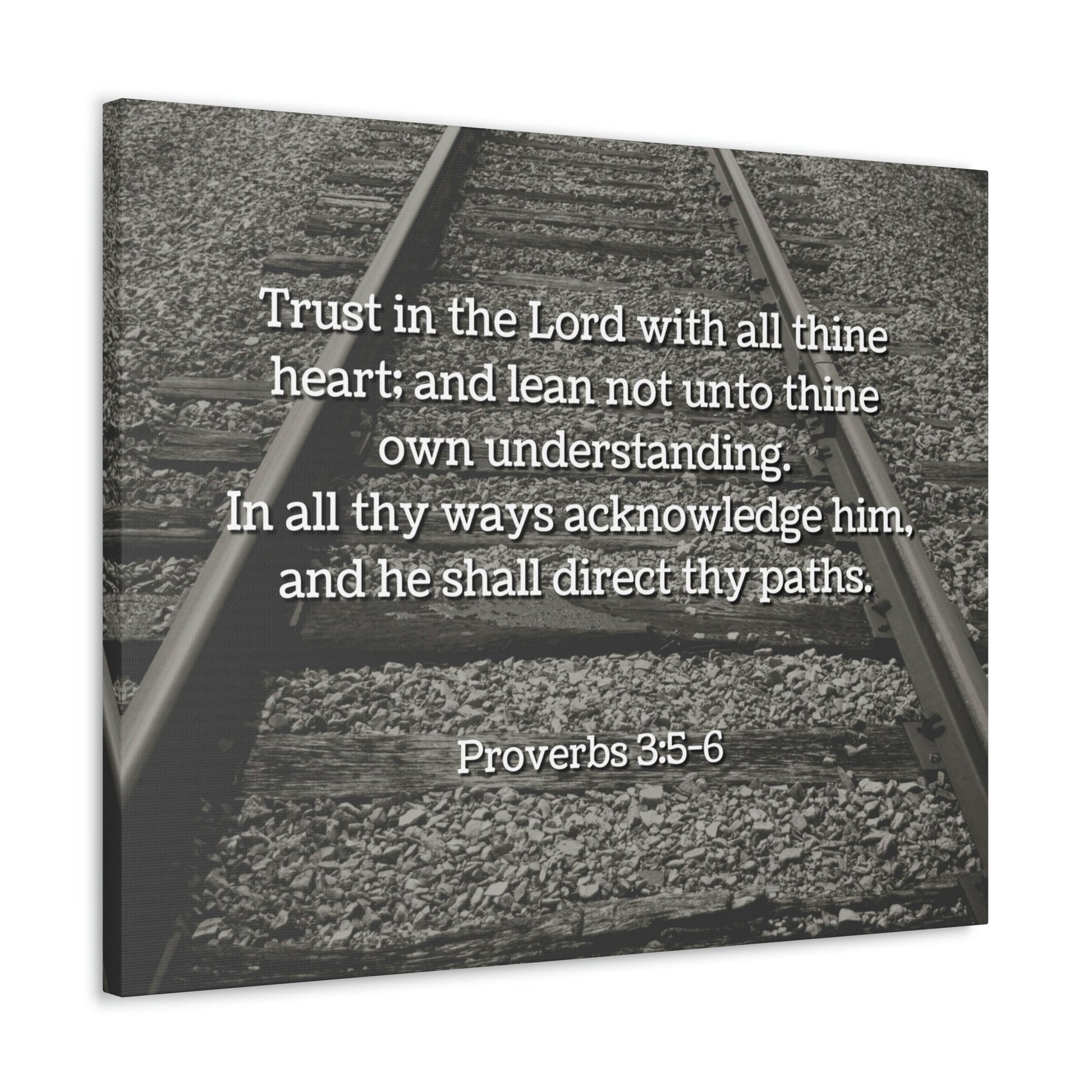 Scripture Walls Direct My Paths Train Tracks Proverbs 3:5 Bible Verse Canvas Christian Wall Art Ready to Hang Unframed-Express Your Love Gifts