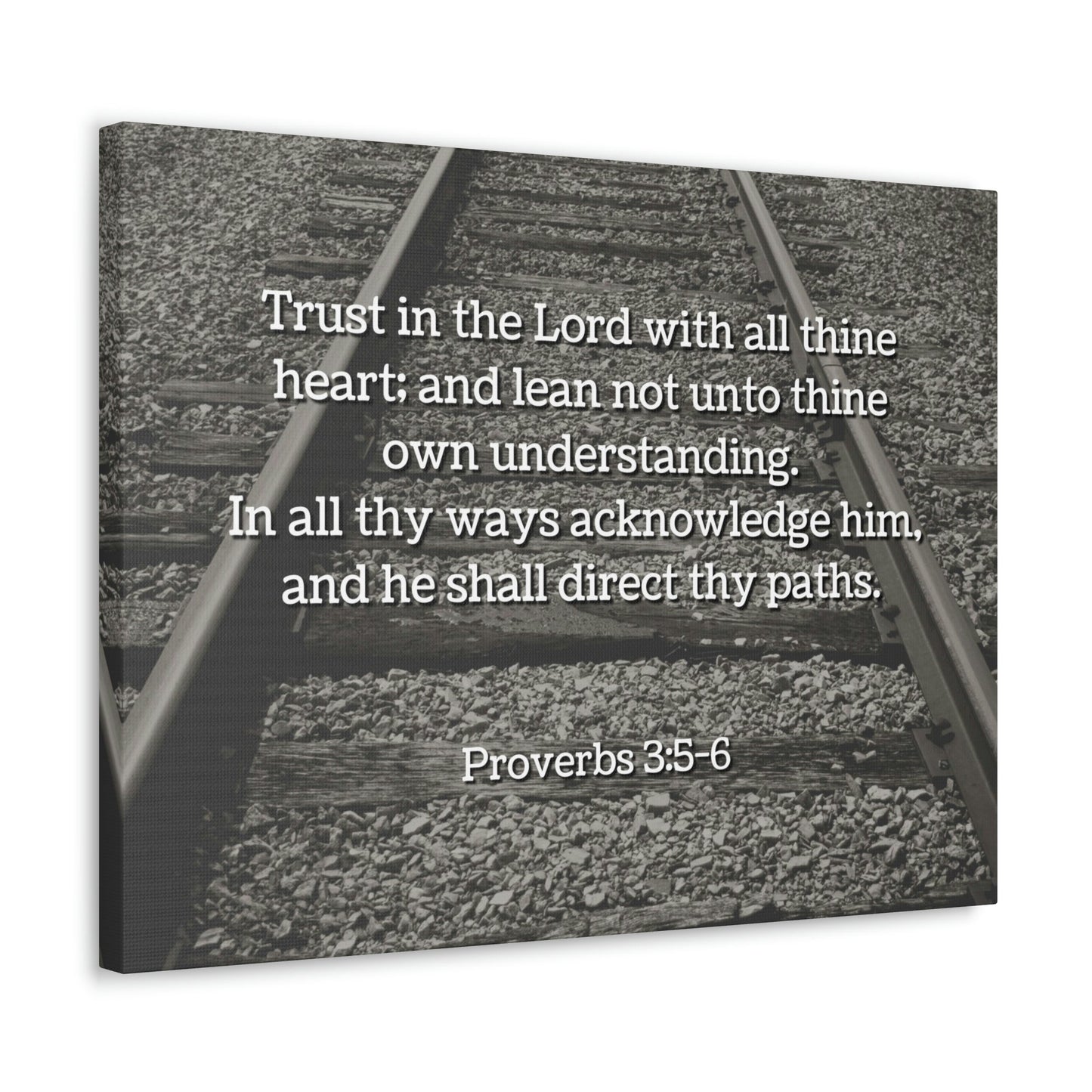 Scripture Walls Direct My Paths Train Tracks Proverbs 3:5 Bible Verse Canvas Christian Wall Art Ready to Hang Unframed-Express Your Love Gifts