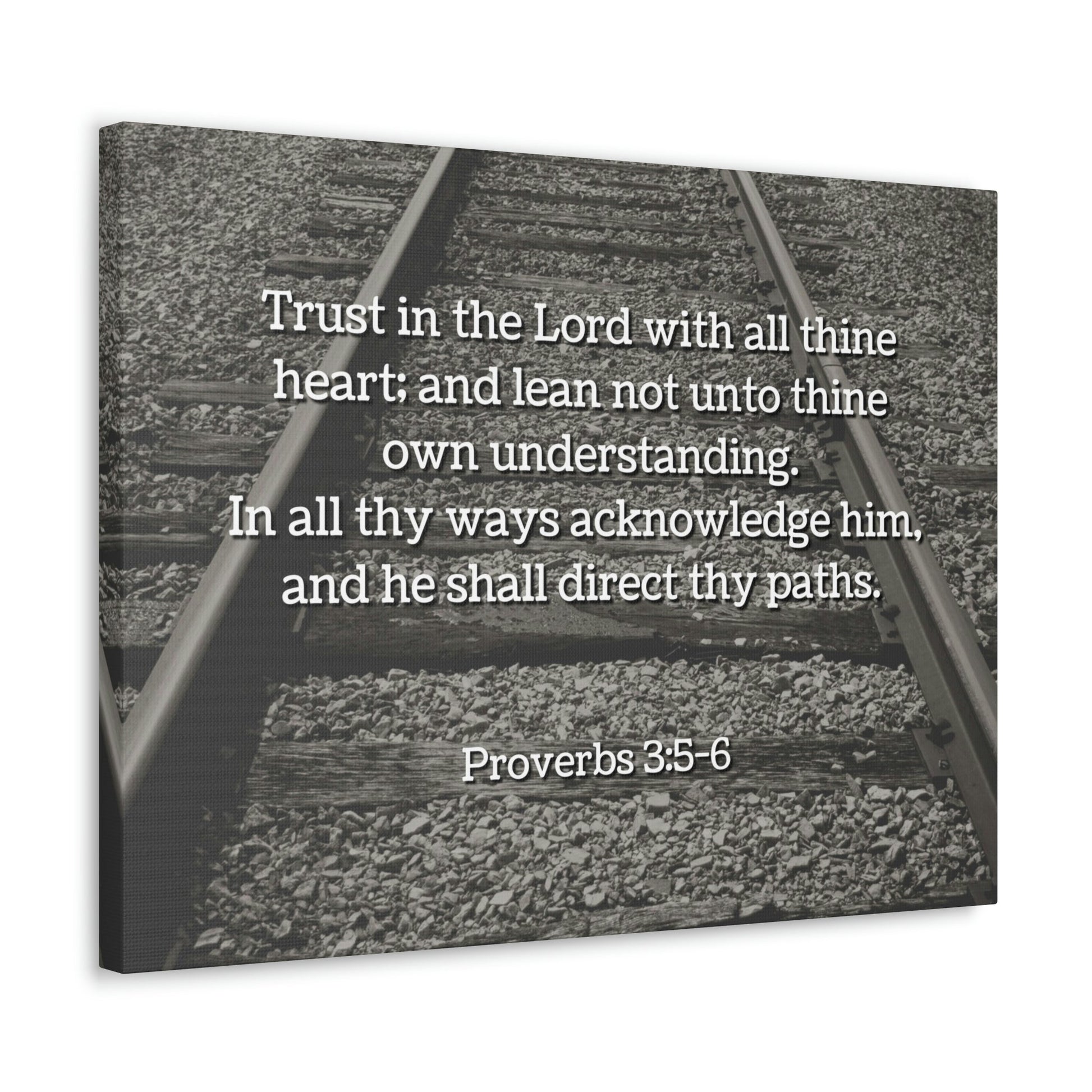 Scripture Walls Direct My Paths Train Tracks Proverbs 3:5 Bible Verse Canvas Christian Wall Art Ready to Hang Unframed-Express Your Love Gifts