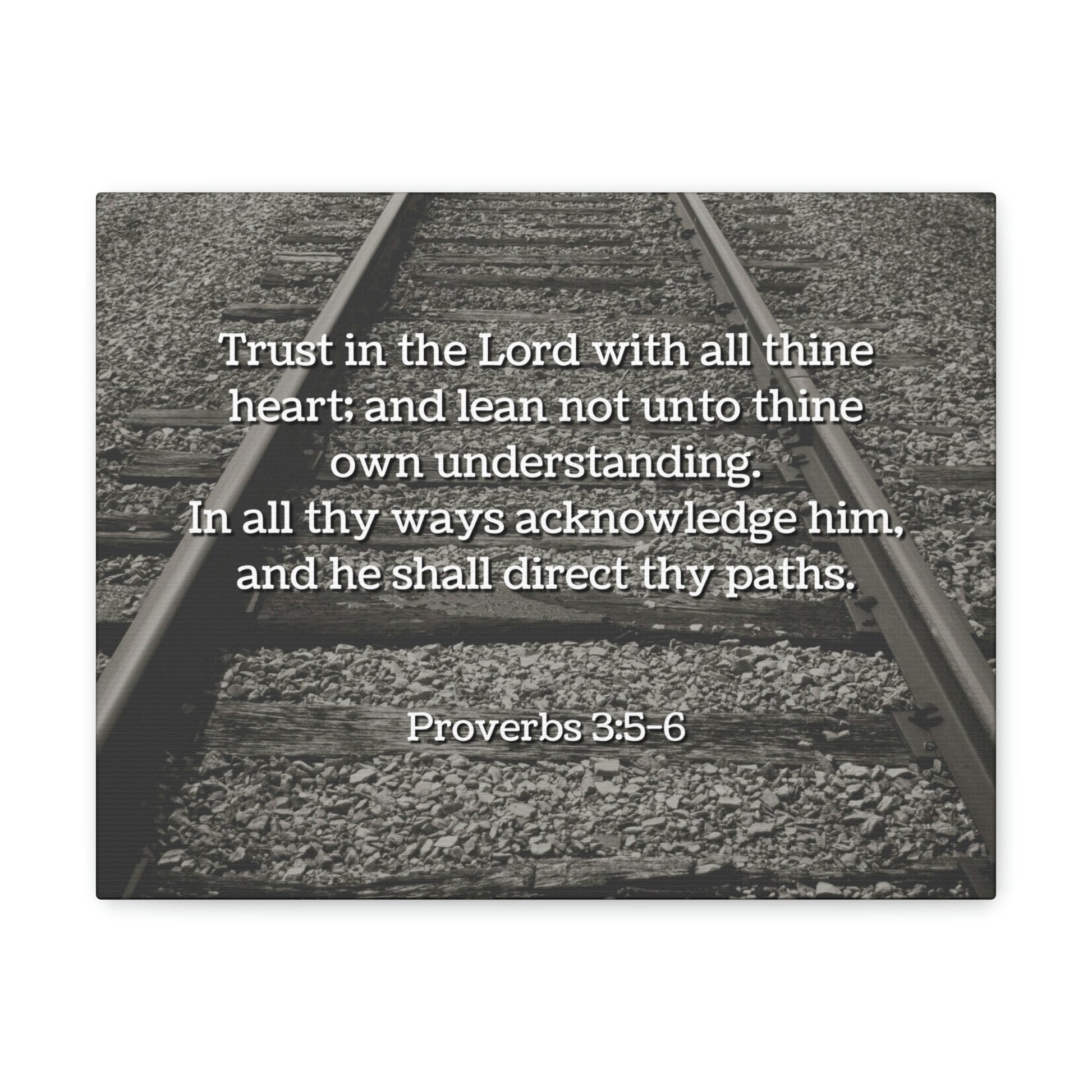 Scripture Walls Direct My Paths Train Tracks Proverbs 3:5 Bible Verse Canvas Christian Wall Art Ready to Hang Unframed-Express Your Love Gifts
