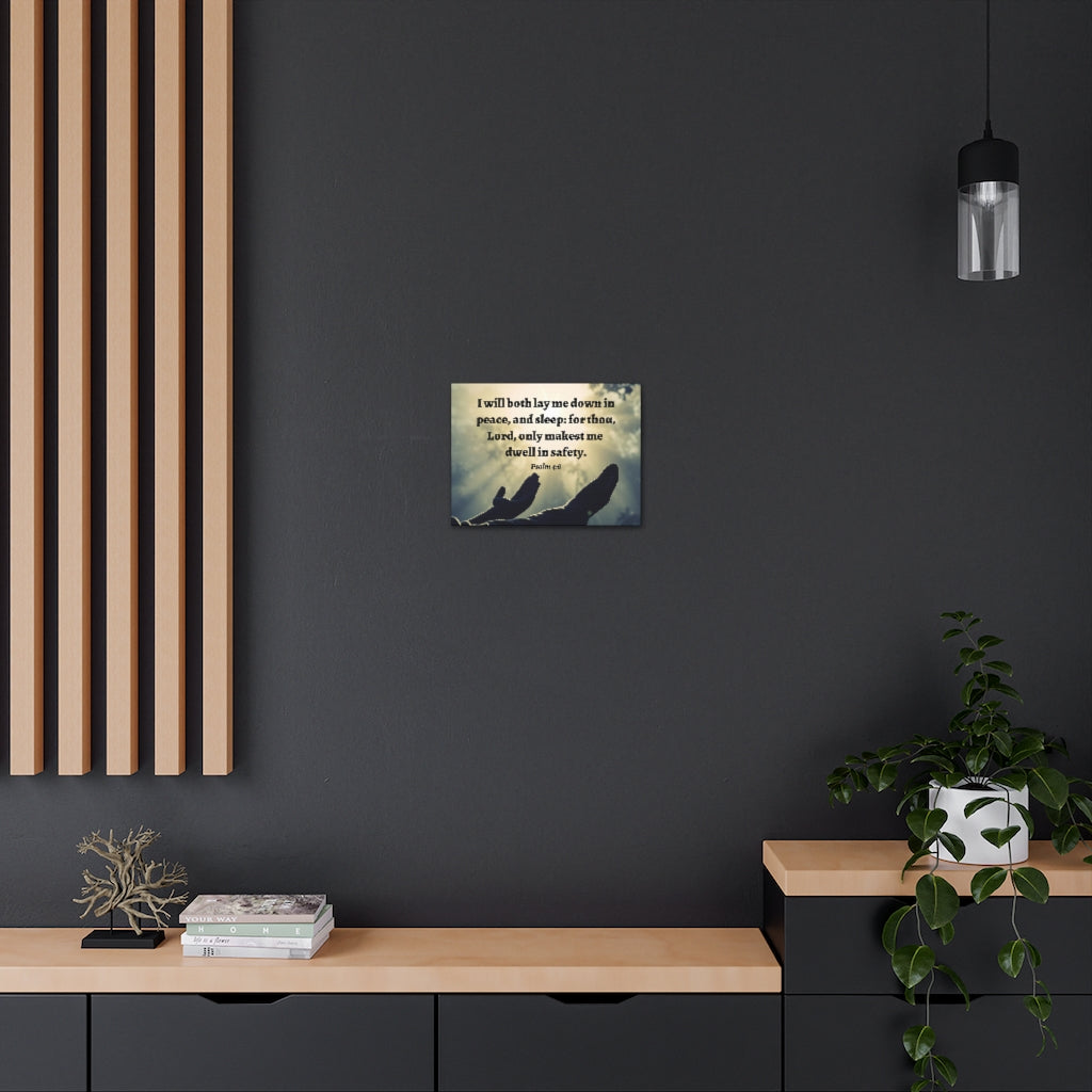 Scripture Walls Dwell In Safety Psalm 4:8 Bible Verse Canvas Christian Wall Art Ready to Hang Unframed-Express Your Love Gifts