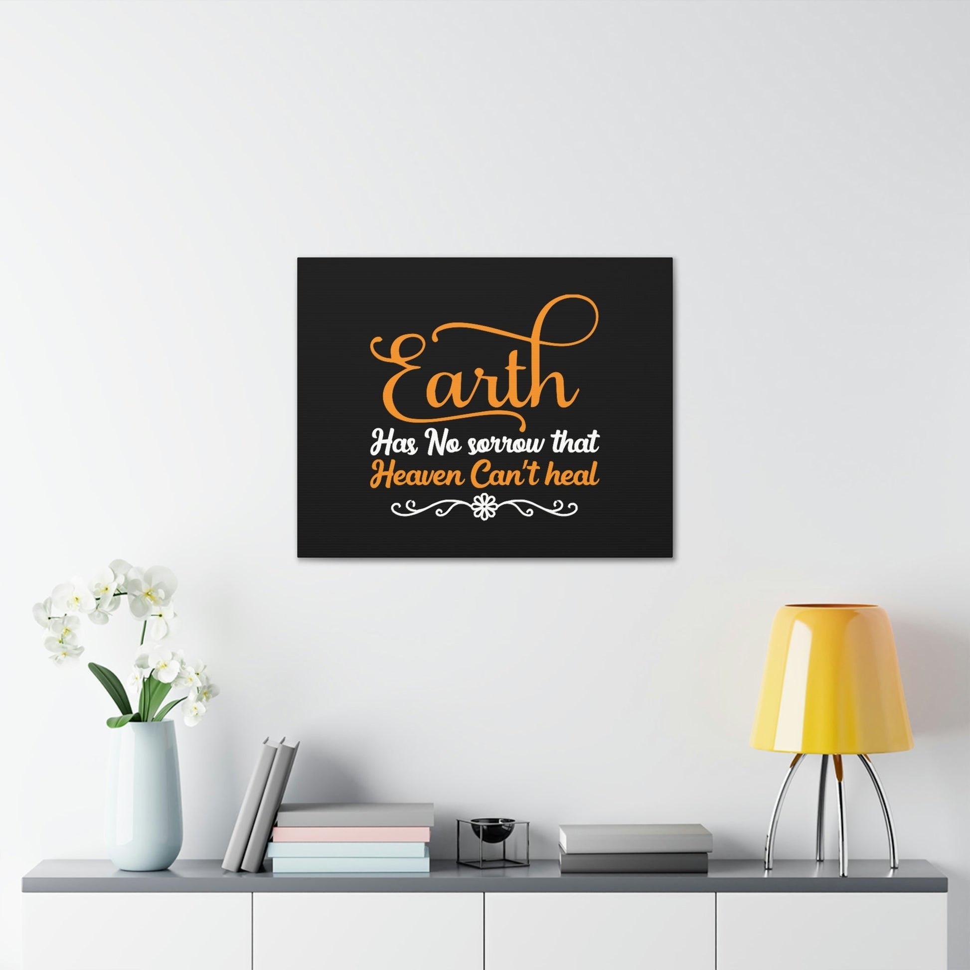 Earth Has No Sorrow Isaiah 35:10 Orange Christian Wall Art Bible Verse Print Ready to Hang Unframed-Express Your Love Gifts