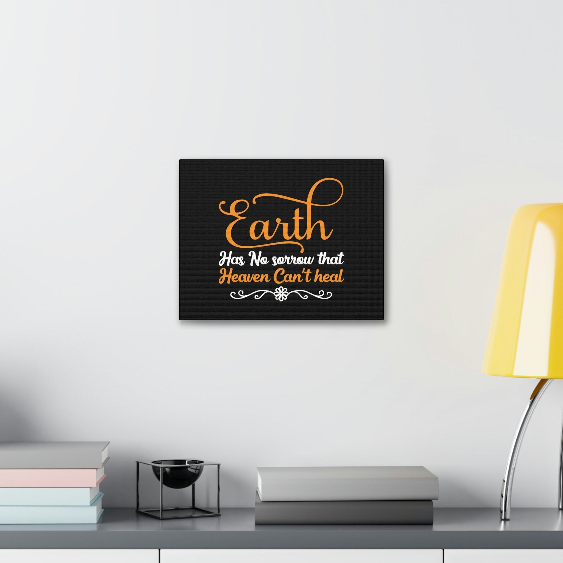 Earth Has No Sorrow Isaiah 35:10 Orange Christian Wall Art Bible Verse Print Ready to Hang Unframed-Express Your Love Gifts