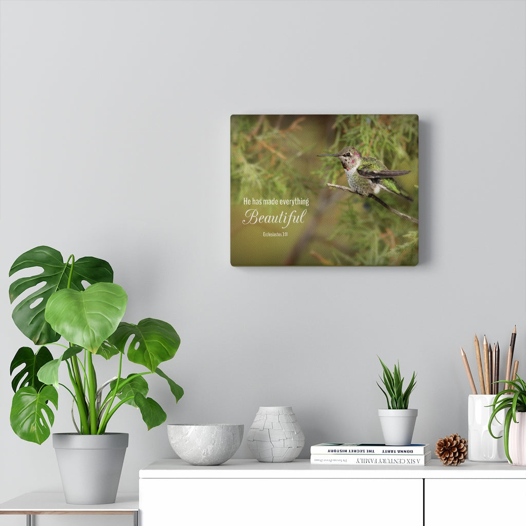 Everything Beautiful Ecclesiastes 3:11 Bird Christian Wall Art Bible Verse Print Ready To Hang Unframed-Express Your Love Gifts