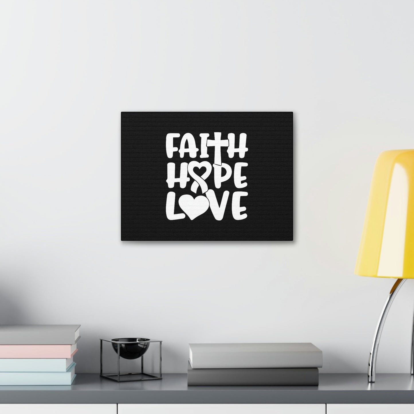 Faith, Hope, Love 1 Corinthians 13:13 Ribbon Christian Wall Art Bible Verse Print Ready to Hang Unframed-Express Your Love Gifts