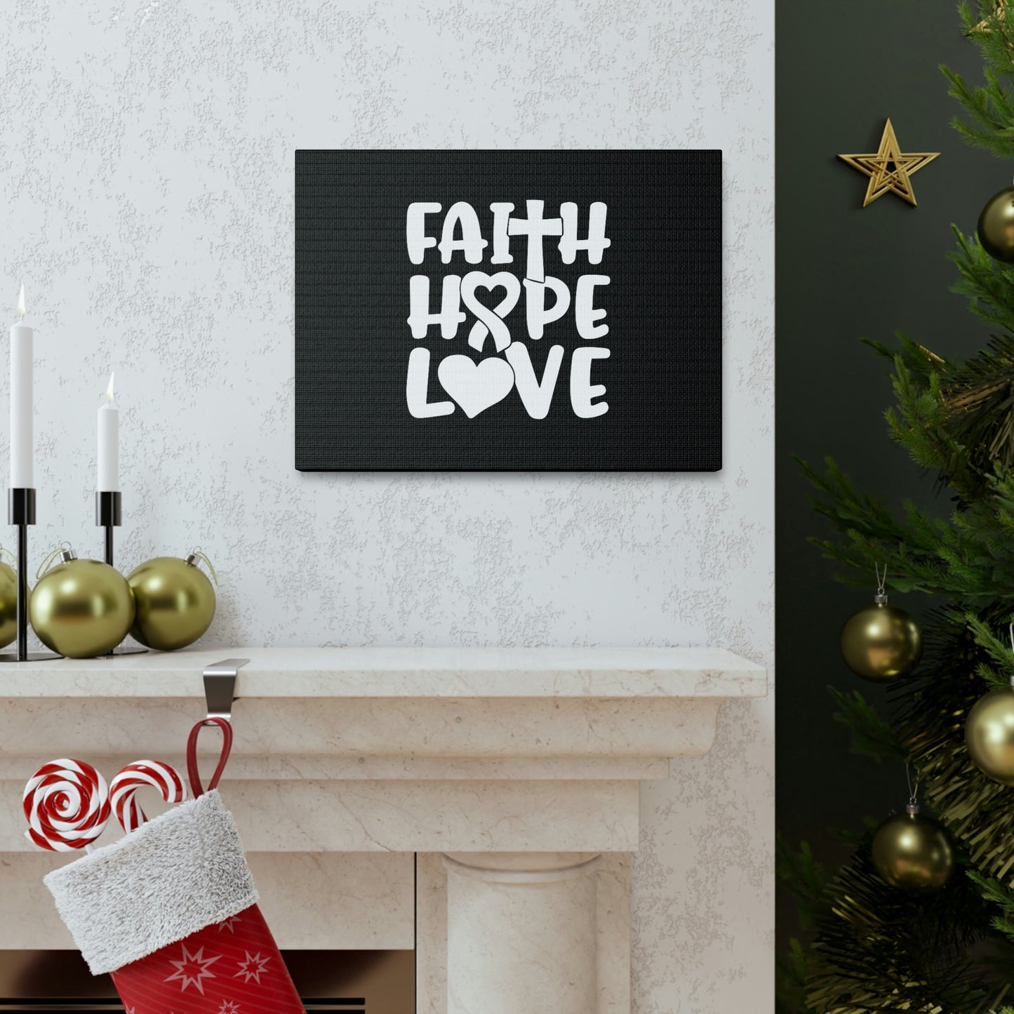 Faith, Hope, Love 1 Corinthians 13:13 Ribbon Christian Wall Art Bible Verse Print Ready to Hang Unframed-Express Your Love Gifts