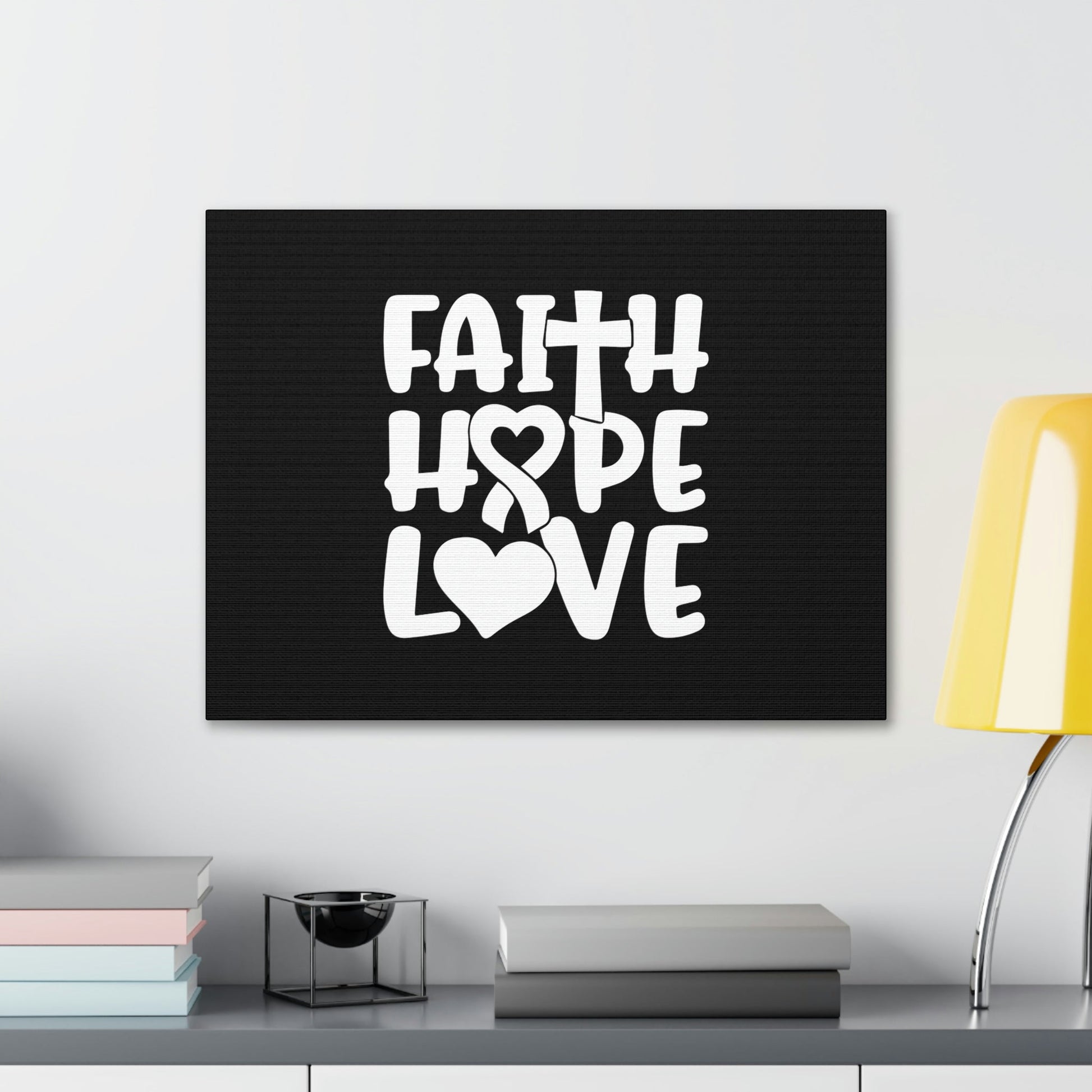 Faith, Hope, Love 1 Corinthians 13:13 Ribbon Christian Wall Art Bible Verse Print Ready to Hang Unframed-Express Your Love Gifts