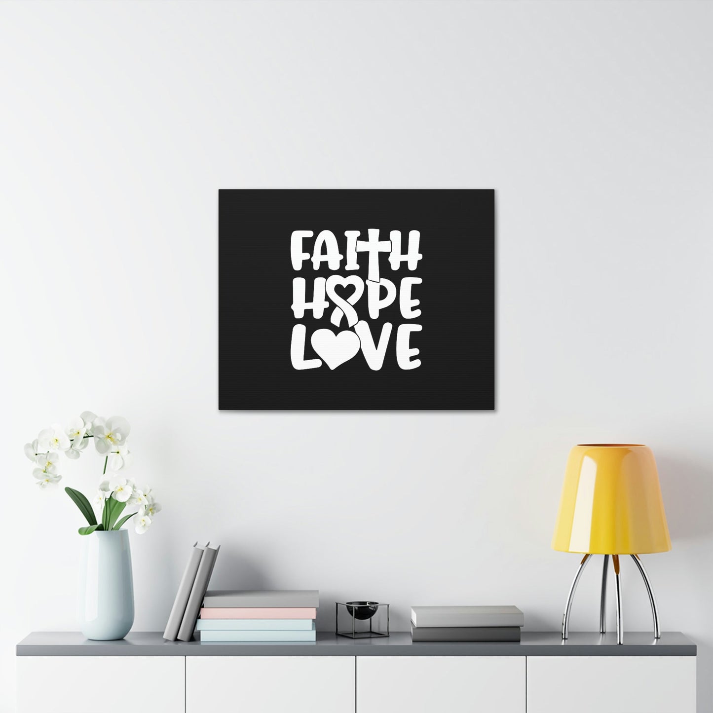 Faith, Hope, Love 1 Corinthians 13:13 Ribbon Christian Wall Art Bible Verse Print Ready to Hang Unframed-Express Your Love Gifts