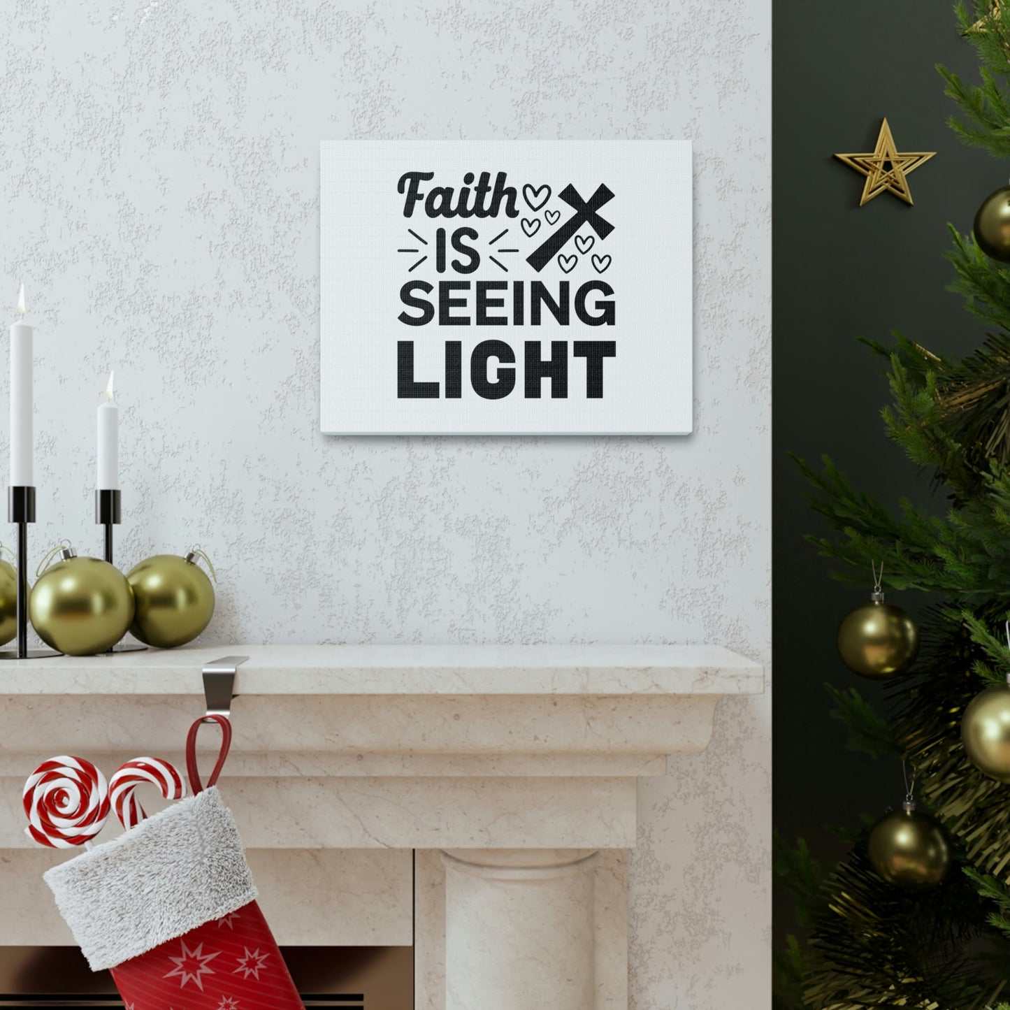 Faith Is Seeing Light John 8:12 Cross Christian Wall Art Bible Verse Print Ready to Hang Unframed-Express Your Love Gifts
