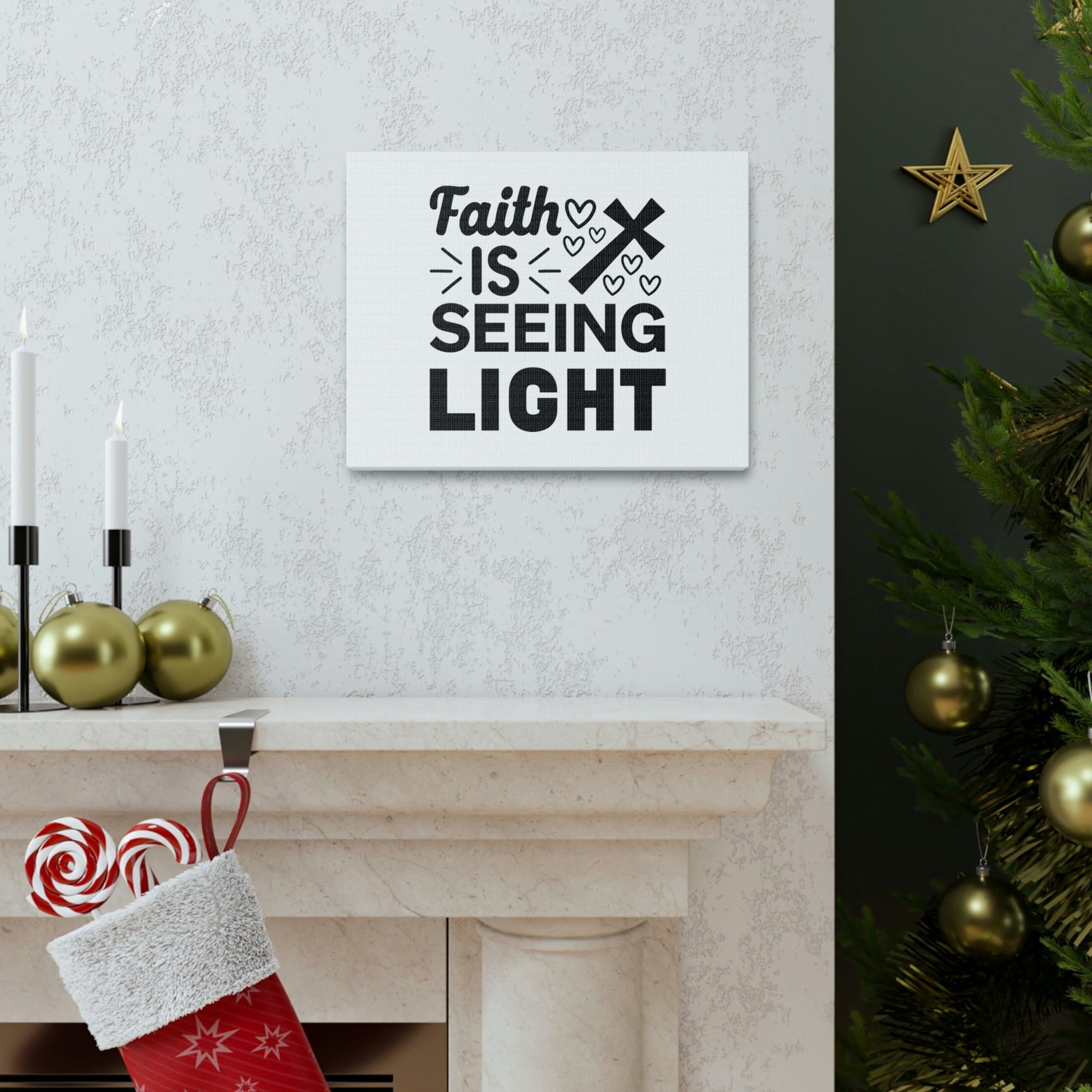 Faith Is Seeing Light John 8:12 Cross Christian Wall Art Bible Verse Print Ready to Hang Unframed-Express Your Love Gifts