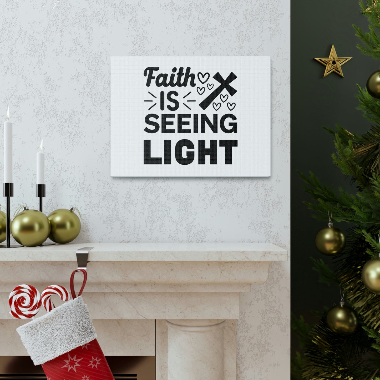 Faith Is Seeing Light John 8:12 Cross Christian Wall Art Bible Verse Print Ready to Hang Unframed-Express Your Love Gifts