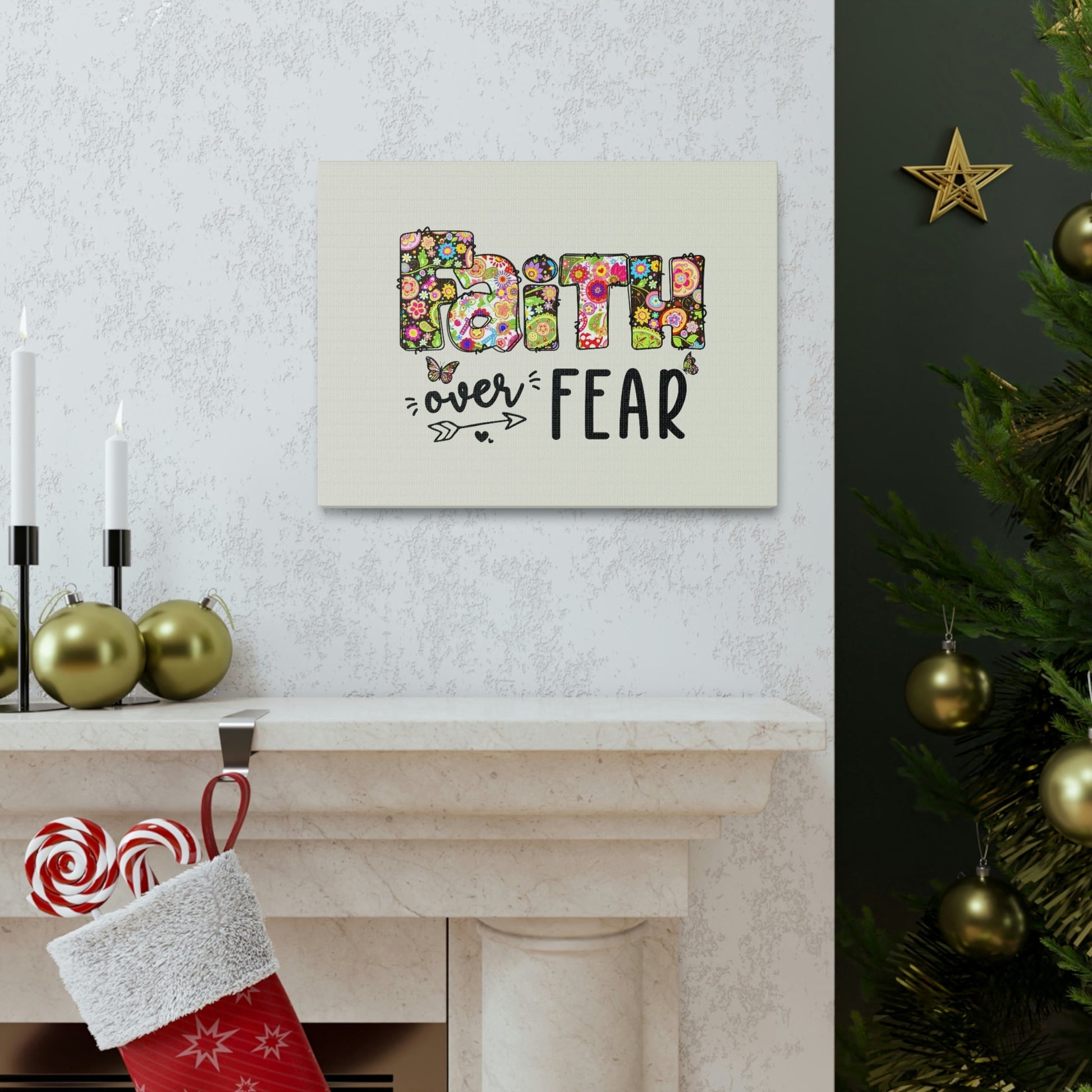 Scripture Walls Faith Over Fear Floral Lamentations 3:57 Bible Verse Canvas Christian Wall Art Ready to Hang Unframed-Express Your Love Gifts