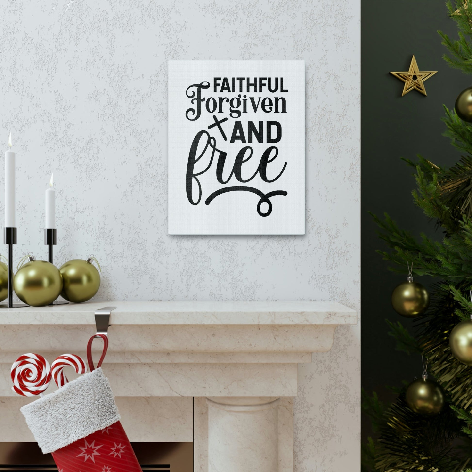Faithful, Forgiven And Free Mark 11:25 Christian Wall Art Bible Verse Print Ready to Hang Unframed-Express Your Love Gifts