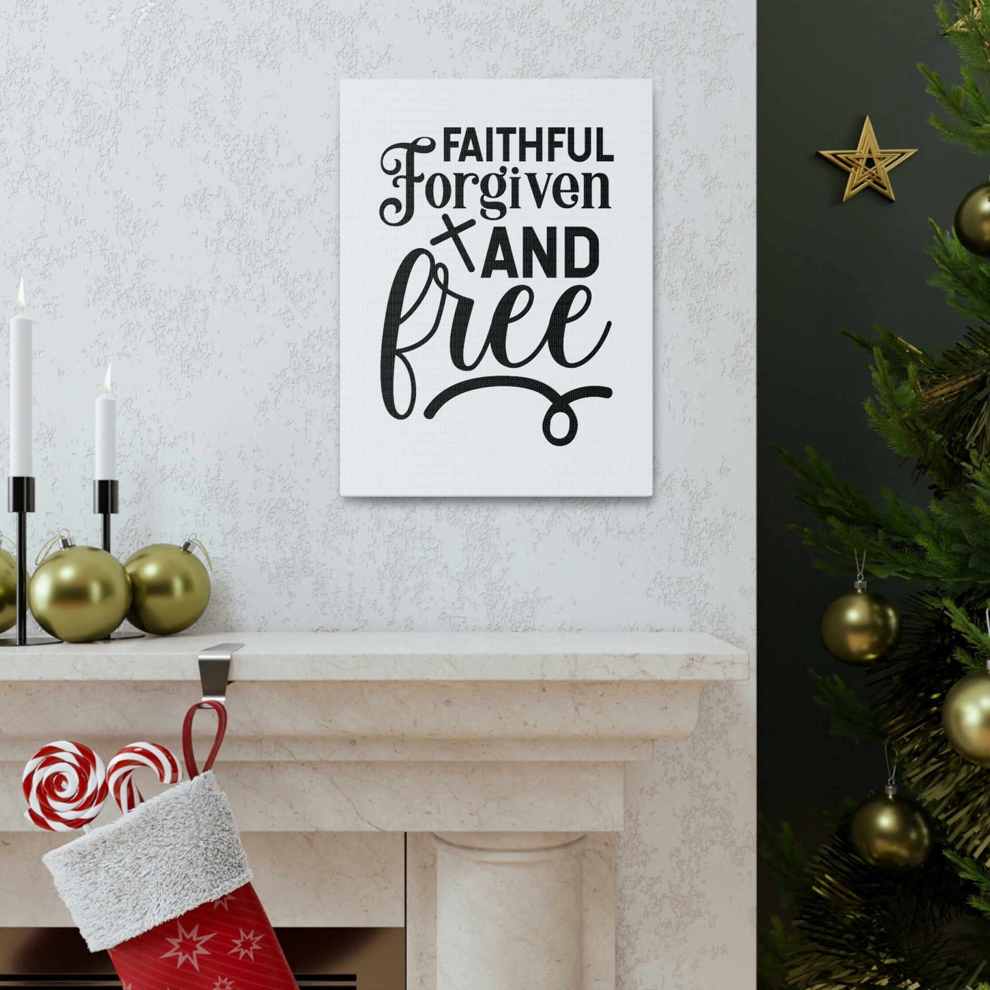 Faithful, Forgiven And Free Mark 11:25 Christian Wall Art Bible Verse Print Ready to Hang Unframed-Express Your Love Gifts
