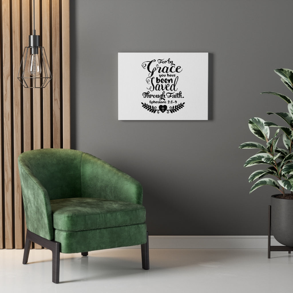 For By Grace You Have Been Saved Ephesians 2:8-9 Bible Verse Canvas Christian Wall Art Ready to Hang Unframed-Express Your Love Gifts