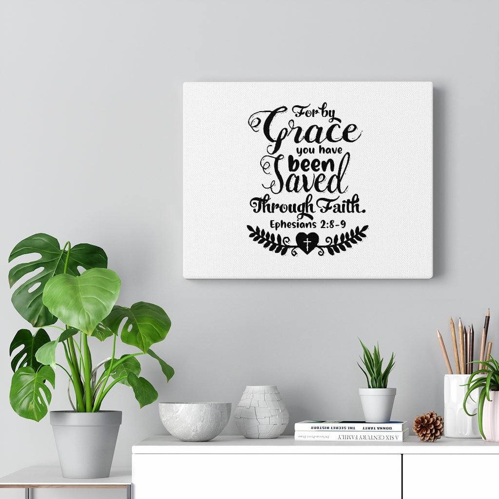 For By Grace You Have Been Saved Ephesians 2:8-9 Bible Verse Canvas Christian Wall Art Ready to Hang Unframed-Express Your Love Gifts