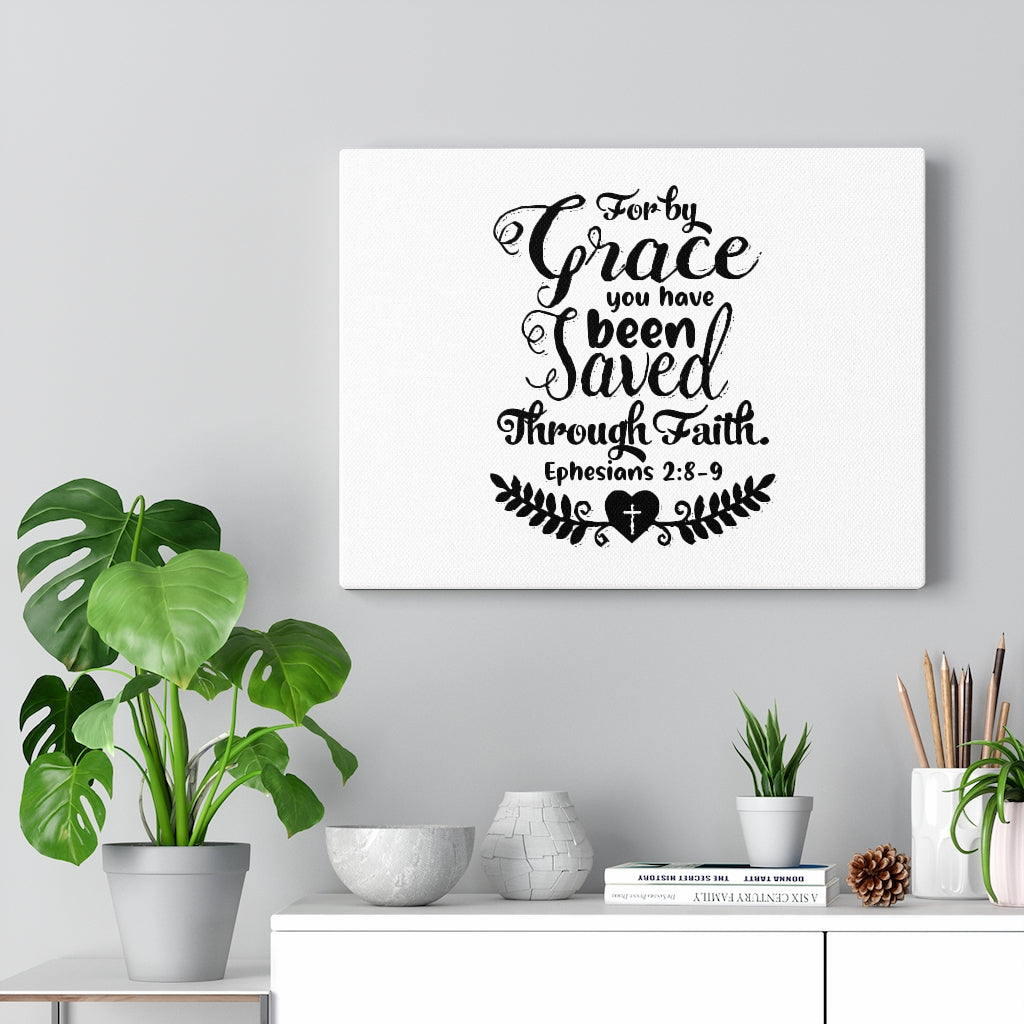 For By Grace You Have Been Saved Ephesians 2:8-9 Bible Verse Canvas Christian Wall Art Ready to Hang Unframed-Express Your Love Gifts