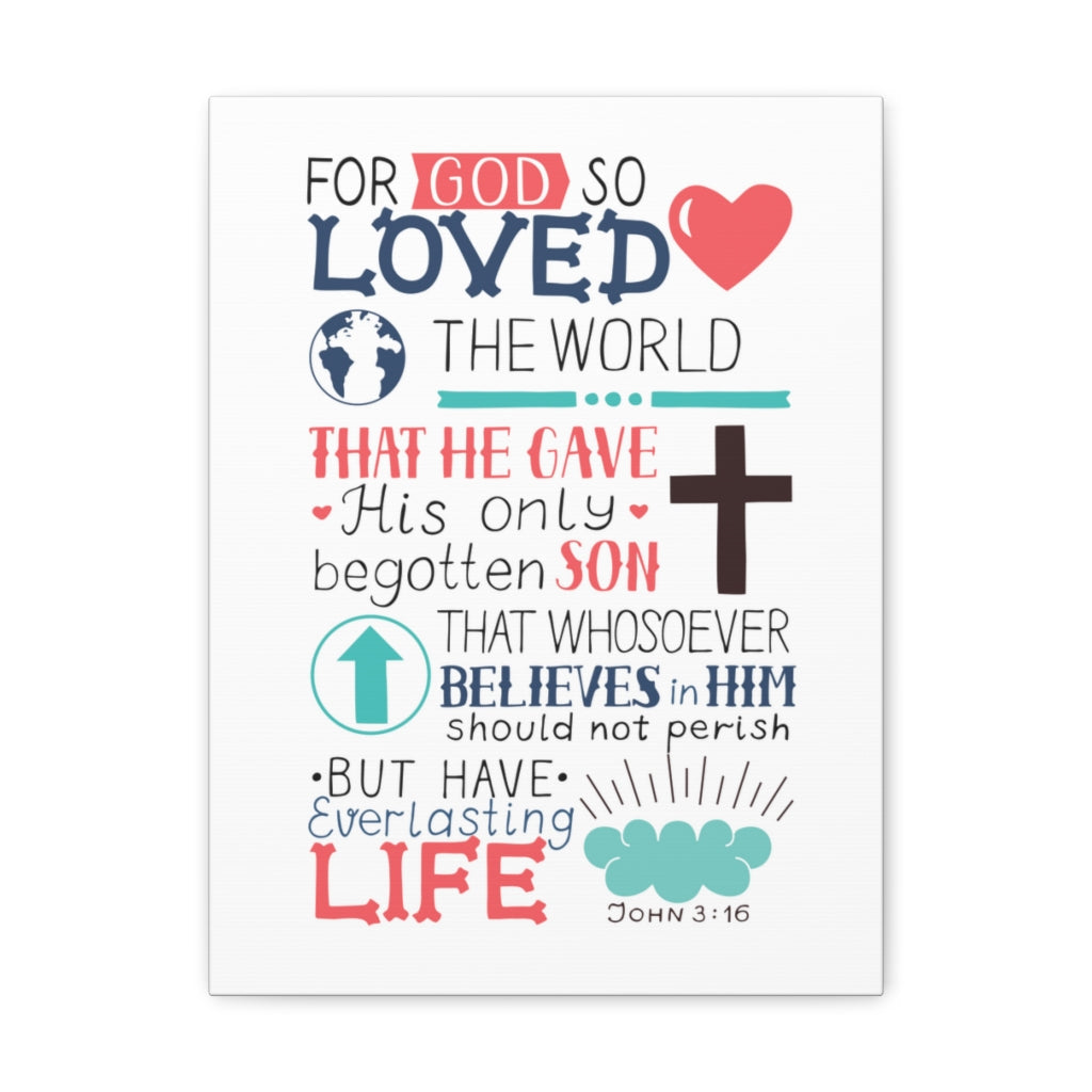 For God So Loved John 3:16 Christian Wall Art Bible Verse Print Ready To Hang Unframed-Express Your Love Gifts