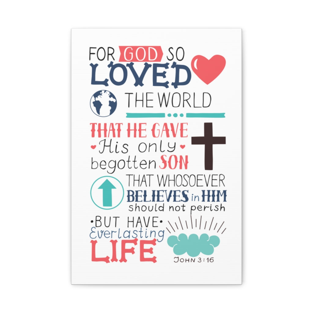 For God So Loved John 3:16 Christian Wall Art Bible Verse Print Ready To Hang Unframed-Express Your Love Gifts