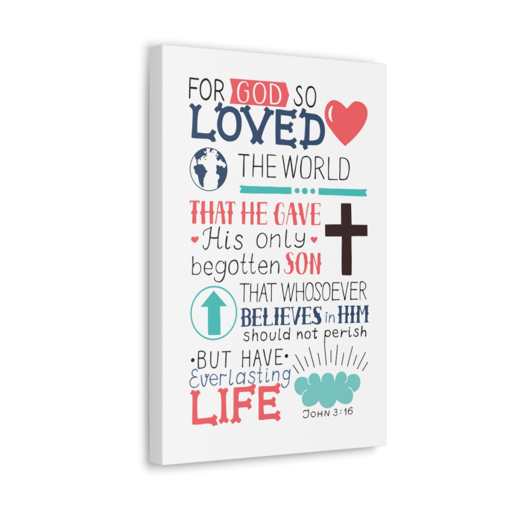 For God So Loved John 3:16 Christian Wall Art Bible Verse Print Ready To Hang Unframed-Express Your Love Gifts