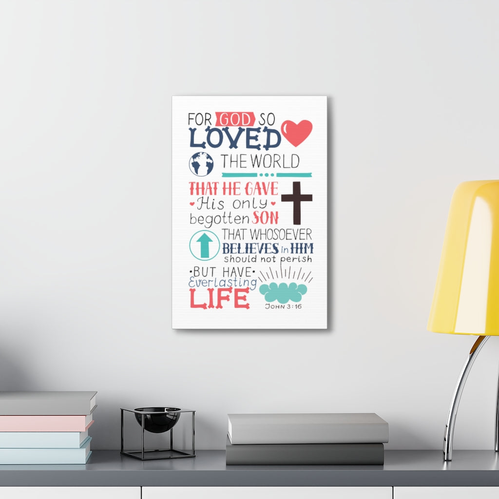 For God So Loved John 3:16 Christian Wall Art Bible Verse Print Ready To Hang Unframed-Express Your Love Gifts