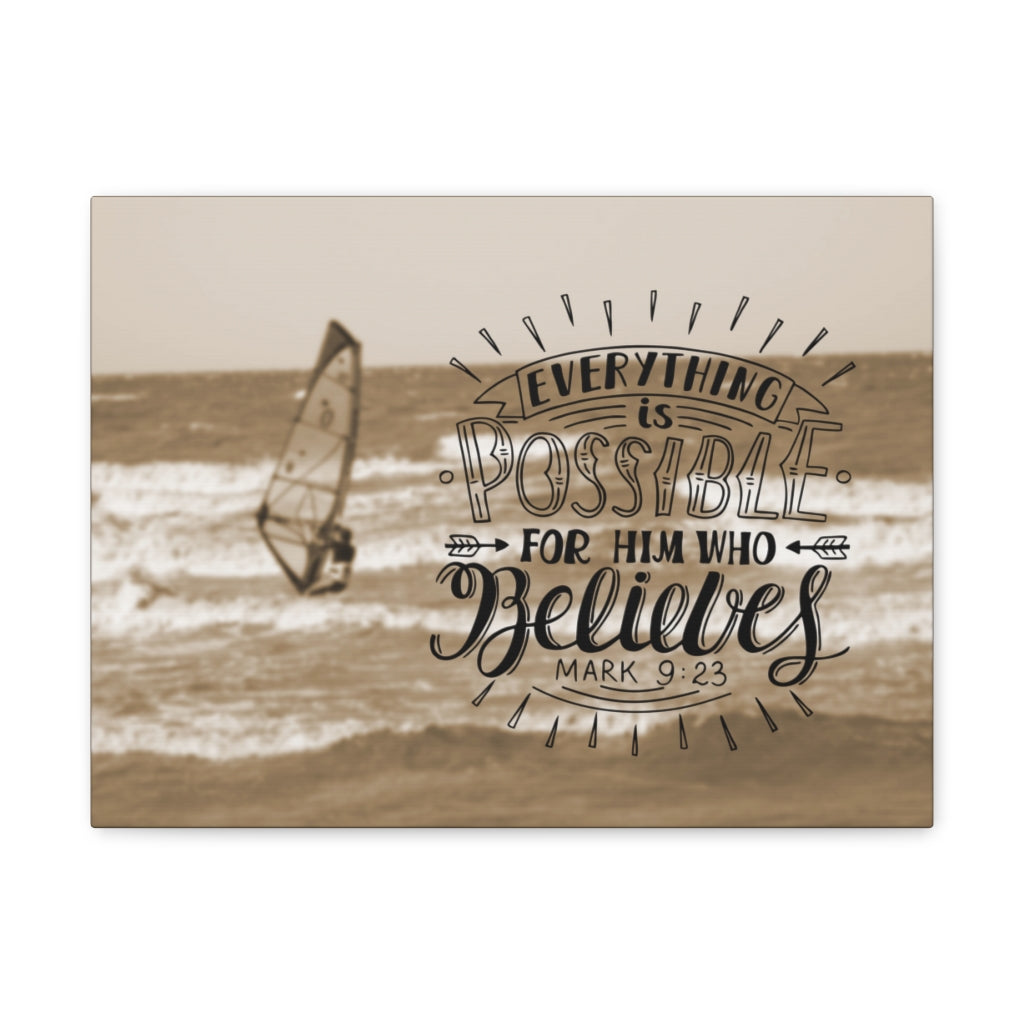 For Him Who Believes Mark 9:23 Bible Verse Canvas Christian Wall Art Ready to Hang Unframed-Express Your Love Gifts