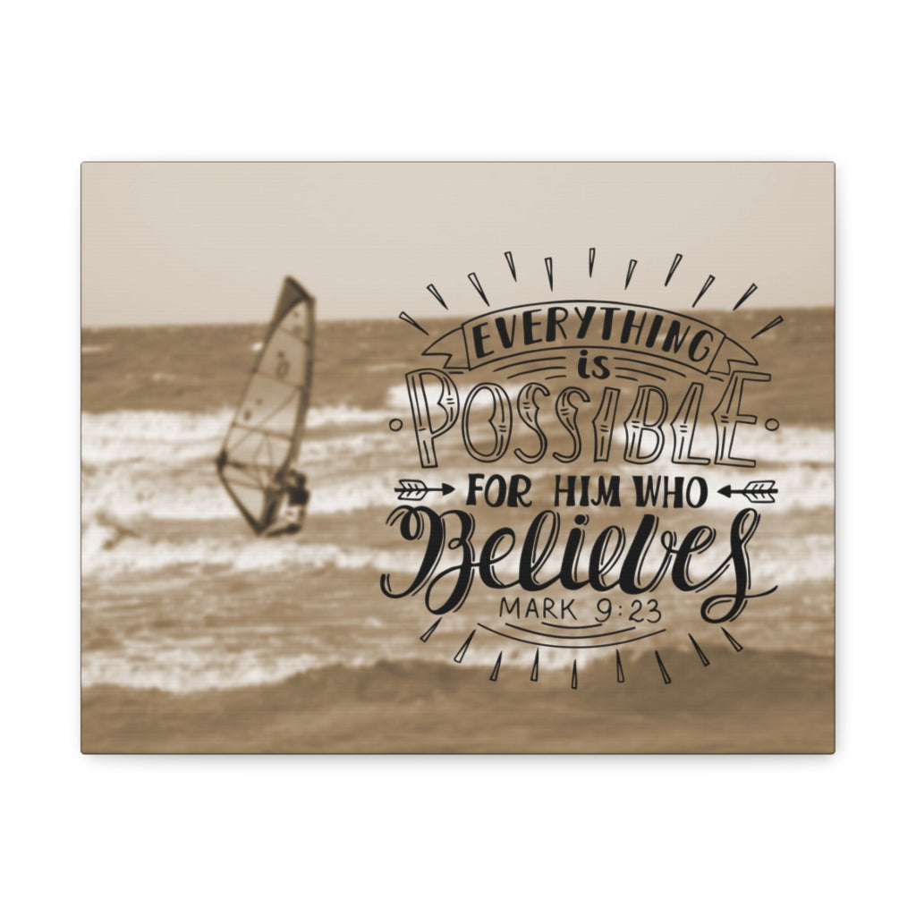 For Him Who Believes Mark 9:23 Bible Verse Canvas Christian Wall Art Ready to Hang Unframed-Express Your Love Gifts