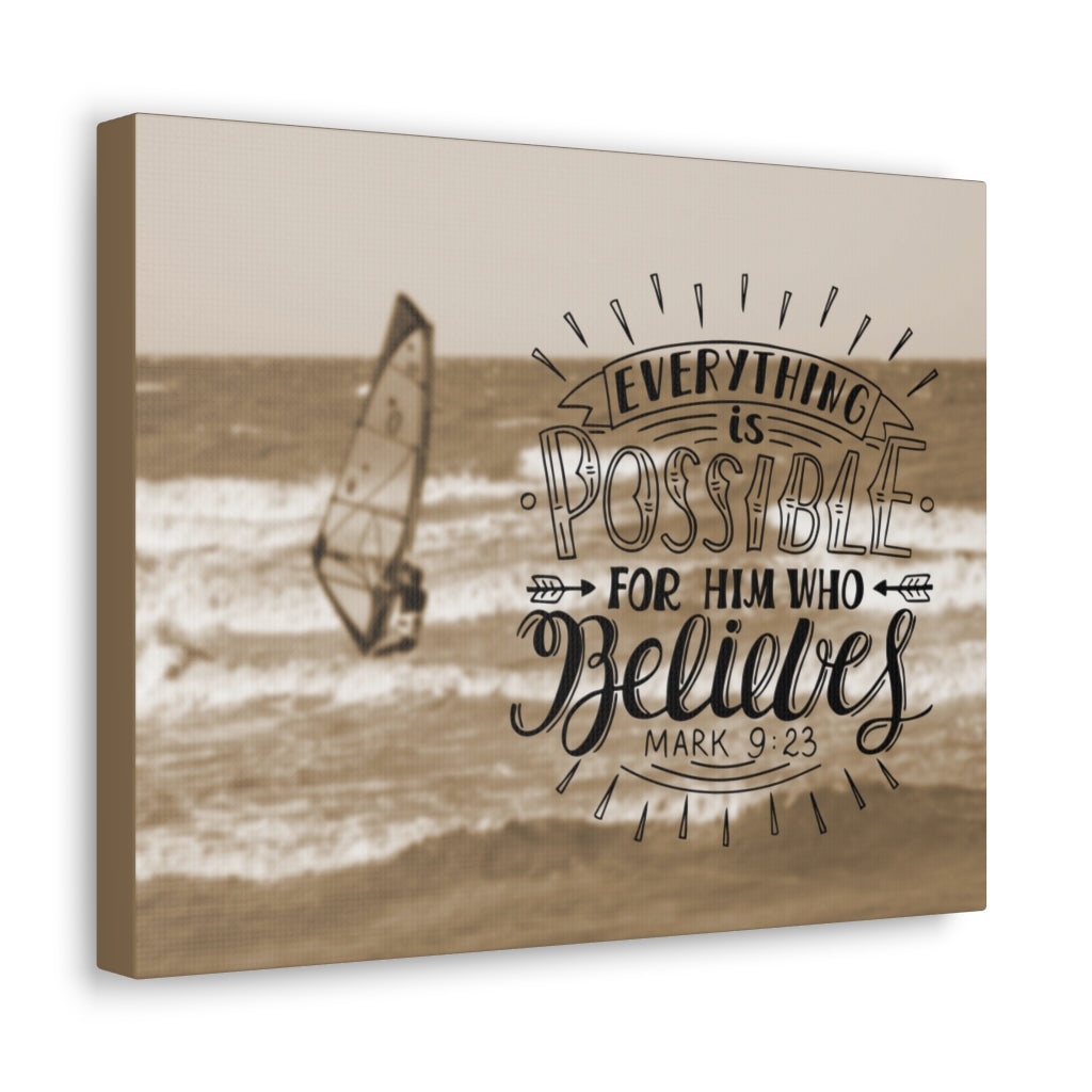 For Him Who Believes Mark 9:23 Bible Verse Canvas Christian Wall Art Ready to Hang Unframed-Express Your Love Gifts
