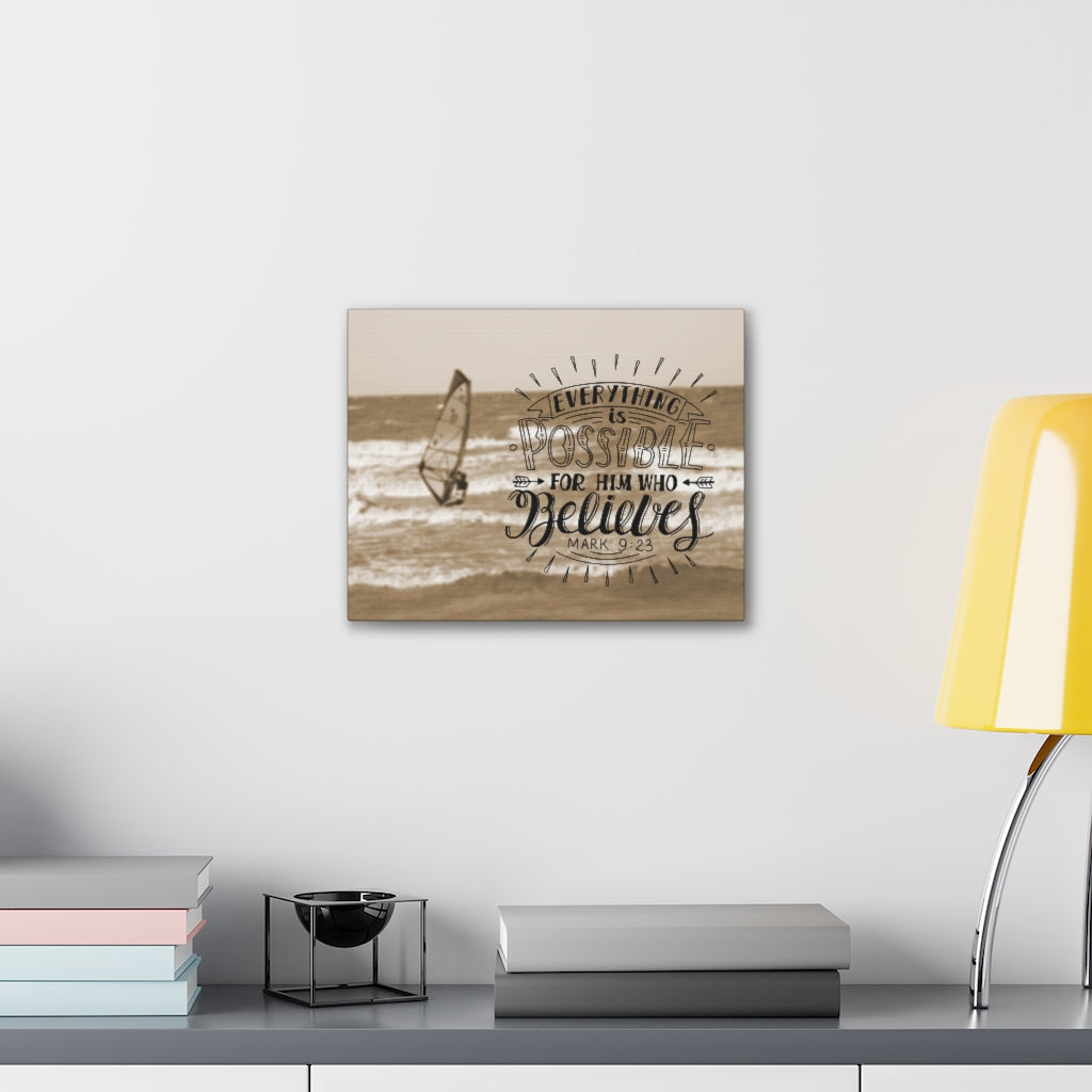 For Him Who Believes Mark 9:23 Bible Verse Canvas Christian Wall Art Ready to Hang Unframed-Express Your Love Gifts