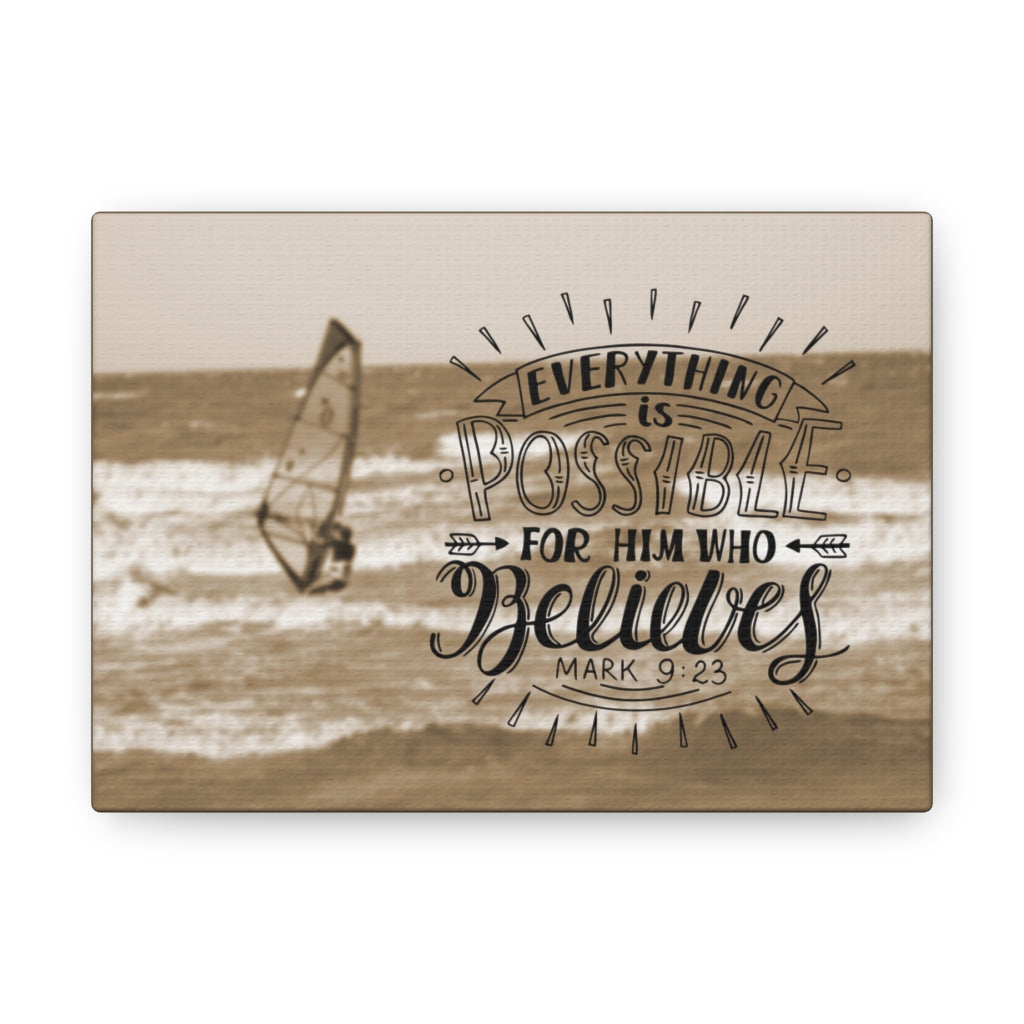 For Him Who Believes Mark 9:23 Bible Verse Canvas Christian Wall Art Ready to Hang Unframed-Express Your Love Gifts
