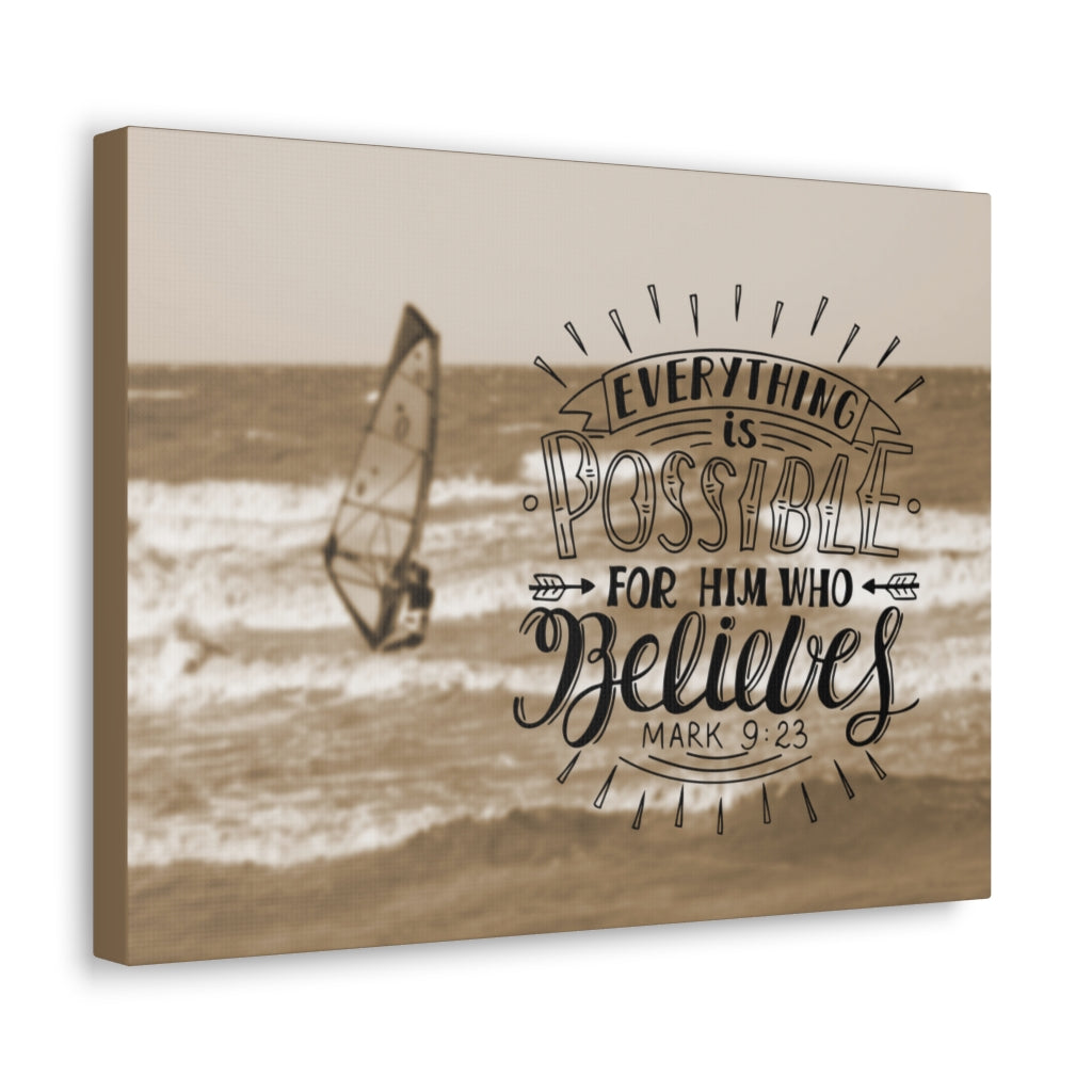 For Him Who Believes Mark 9:23 Bible Verse Canvas Christian Wall Art Ready to Hang Unframed-Express Your Love Gifts