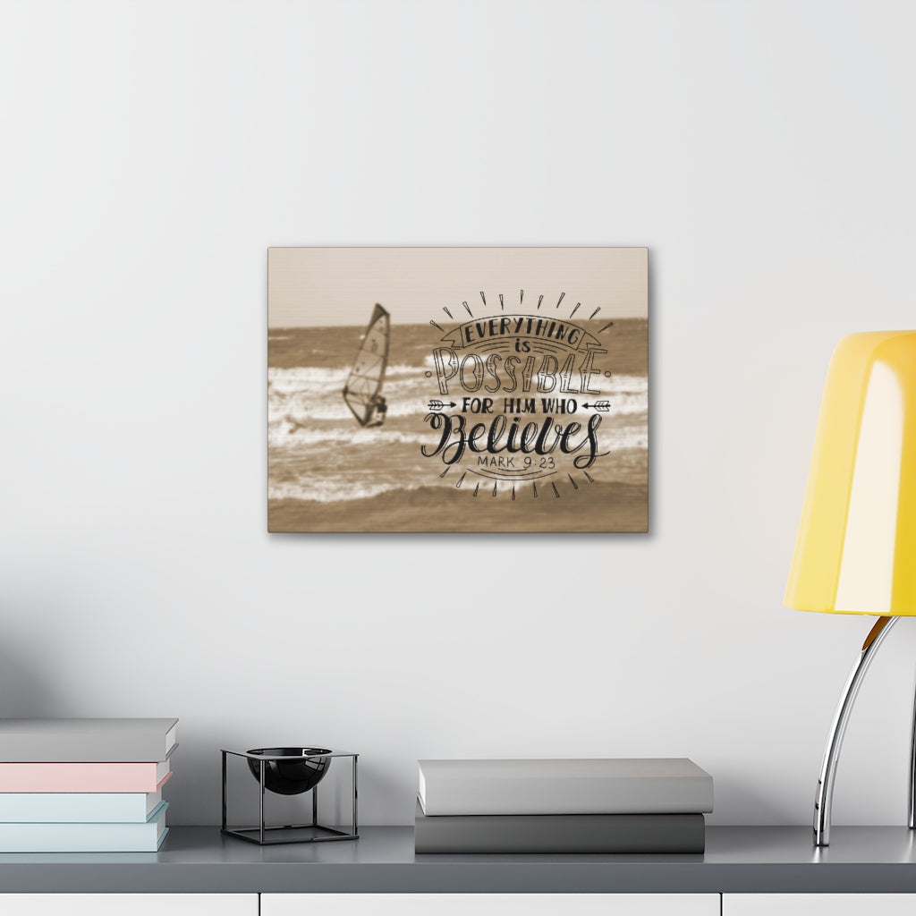 For Him Who Believes Mark 9:23 Bible Verse Canvas Christian Wall Art Ready to Hang Unframed-Express Your Love Gifts