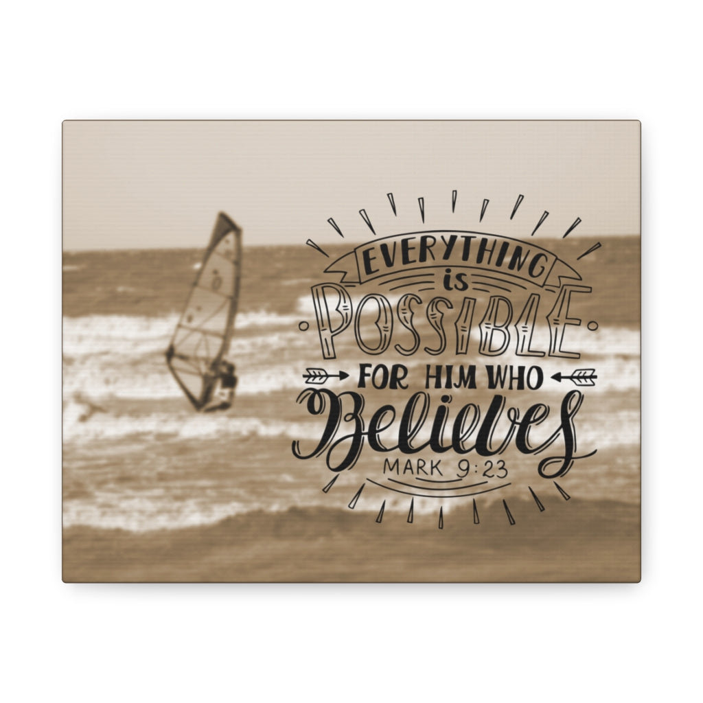For Him Who Believes Mark 9:23 Bible Verse Canvas Christian Wall Art Ready to Hang Unframed-Express Your Love Gifts