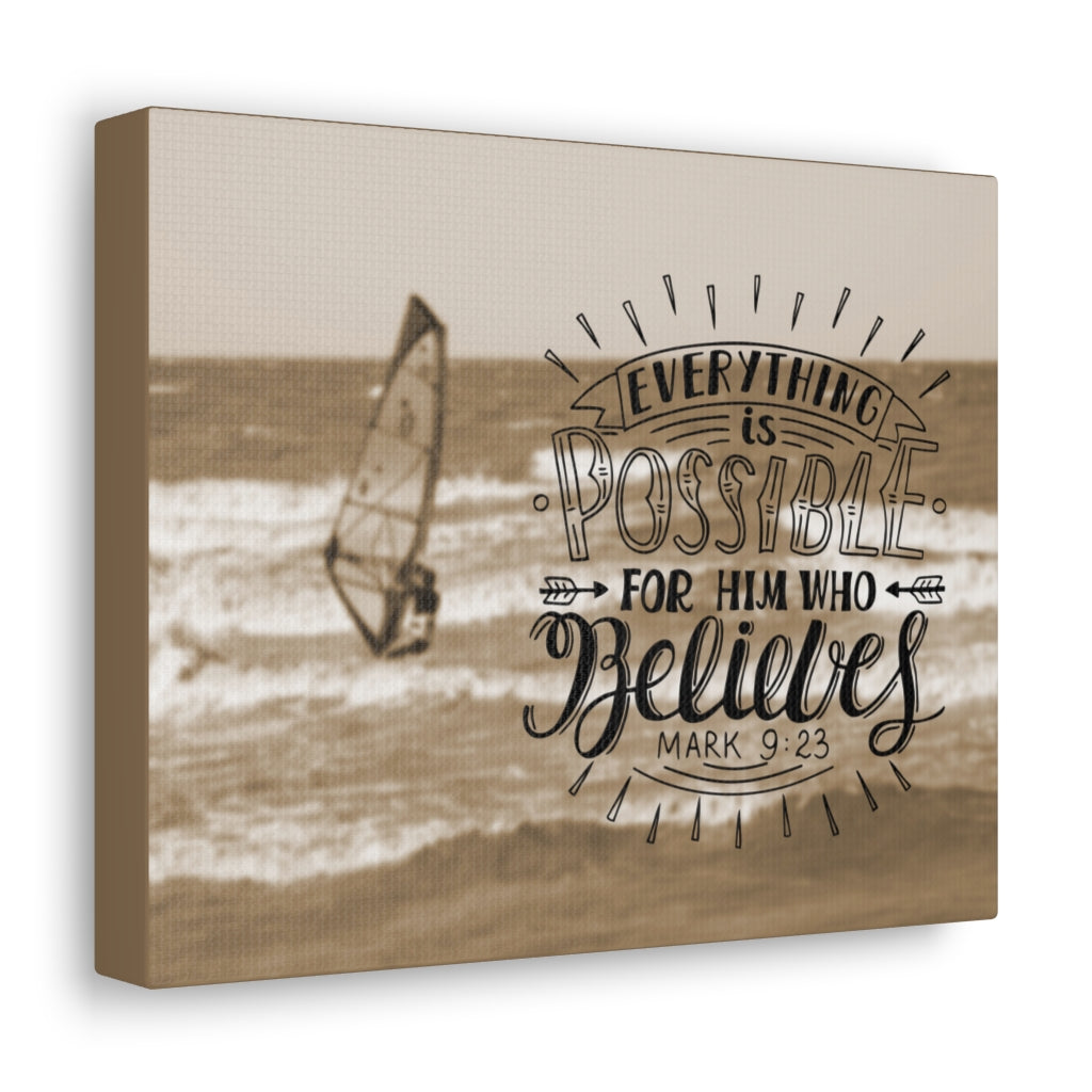 For Him Who Believes Mark 9:23 Bible Verse Canvas Christian Wall Art Ready to Hang Unframed-Express Your Love Gifts