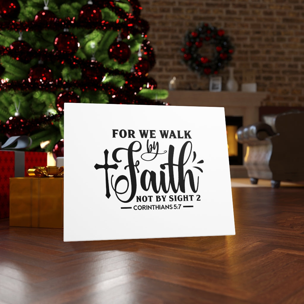 For We Walk By Faith Corinthians 5:7 Bible Verse Canvas Christian Wall Art Ready to Hang Unframed-Express Your Love Gifts