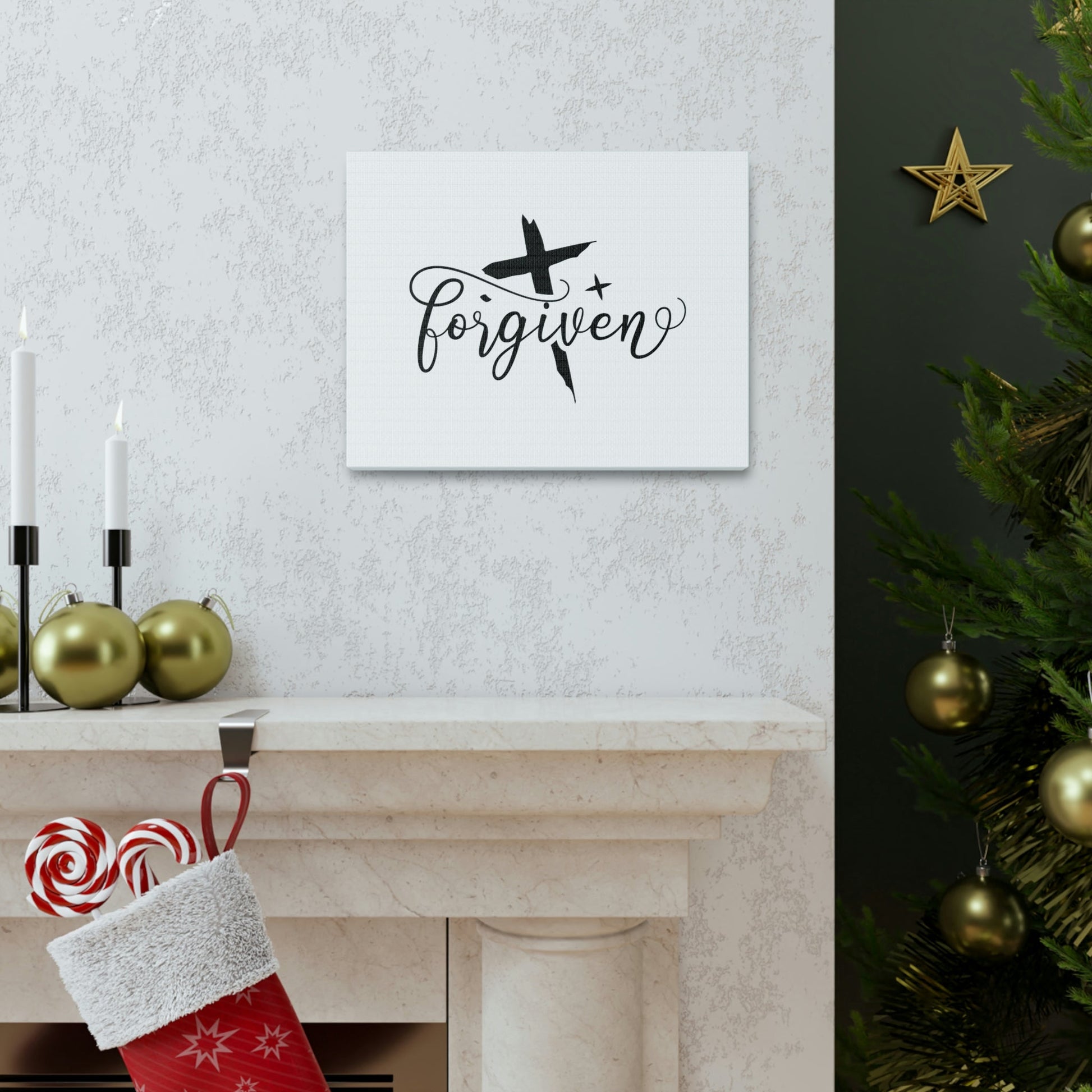 Forgiven Ephesians 4:32 Cross And Star Christian Wall Art Bible Verse Print Ready to Hang Unframed-Express Your Love Gifts