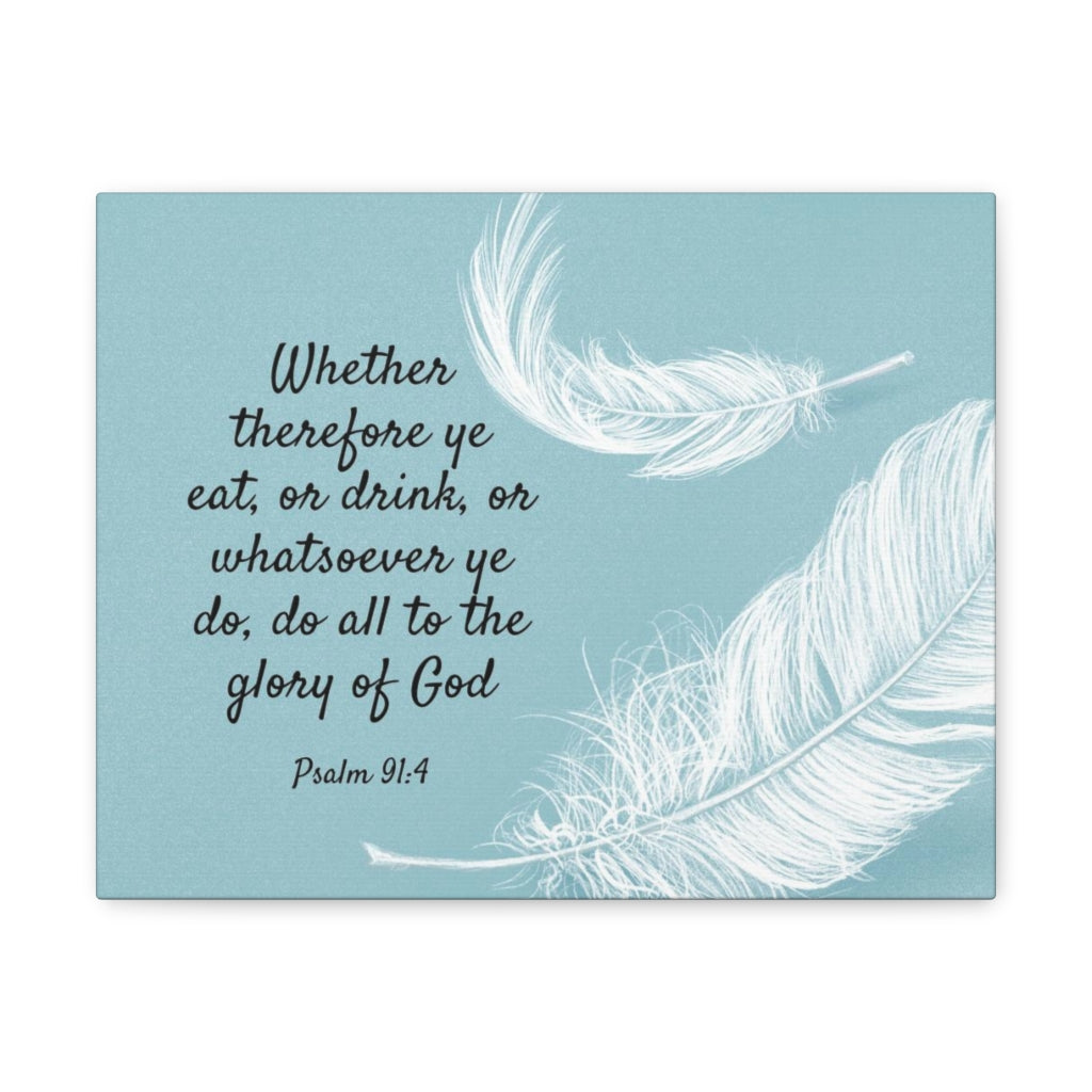 Glory Of God Psalm 91:4 Feather Bible Verse Canvas Christian Wall Art Ready to Hang Unframed-Express Your Love Gifts