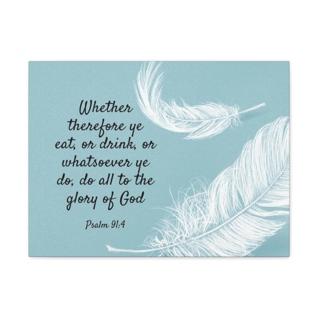 Glory Of God Psalm 91:4 Feather Bible Verse Canvas Christian Wall Art Ready to Hang Unframed-Express Your Love Gifts