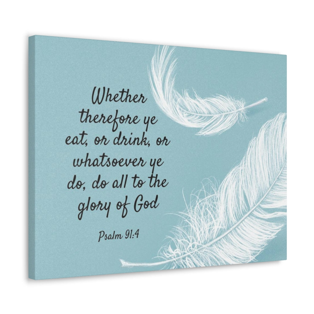 Glory Of God Psalm 91:4 Feather Bible Verse Canvas Christian Wall Art Ready to Hang Unframed-Express Your Love Gifts