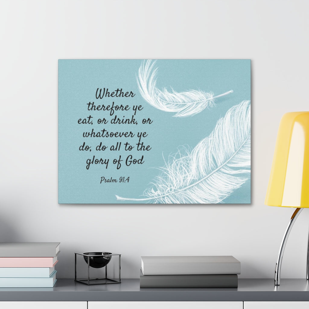 Glory Of God Psalm 91:4 Feather Bible Verse Canvas Christian Wall Art Ready to Hang Unframed-Express Your Love Gifts