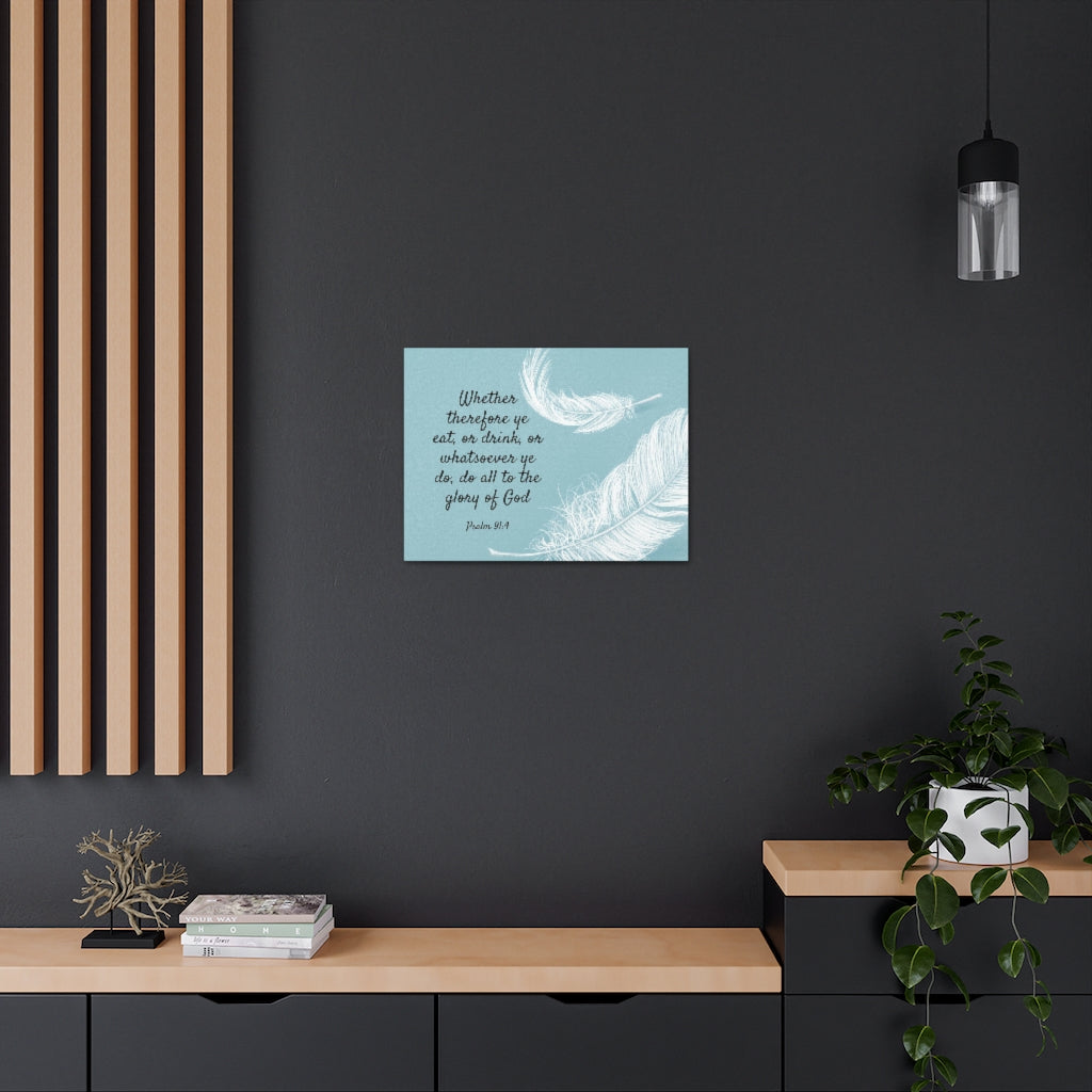 Glory Of God Psalm 91:4 Feather Bible Verse Canvas Christian Wall Art Ready to Hang Unframed-Express Your Love Gifts