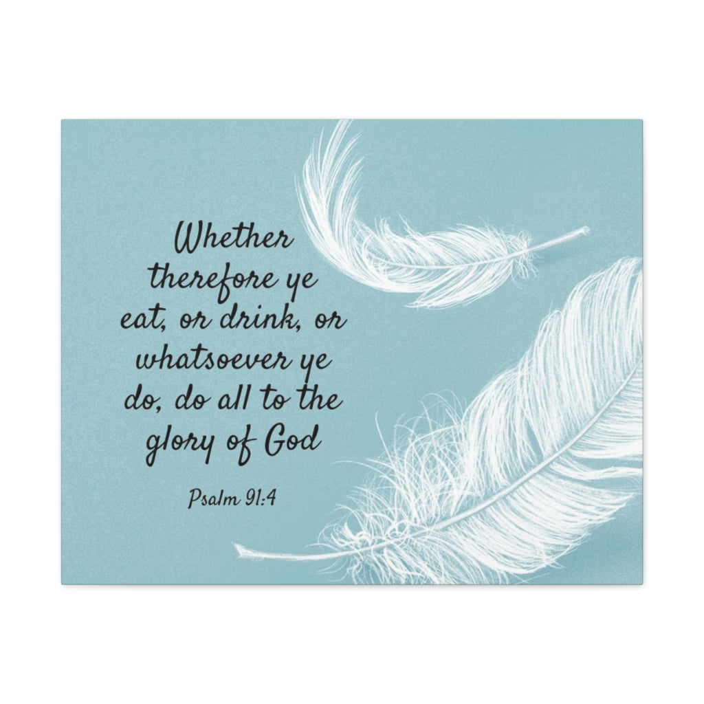 Glory Of God Psalm 91:4 Feather Bible Verse Canvas Christian Wall Art Ready to Hang Unframed-Express Your Love Gifts