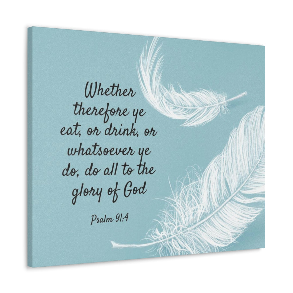 Glory Of God Psalm 91:4 Feather Bible Verse Canvas Christian Wall Art Ready to Hang Unframed-Express Your Love Gifts